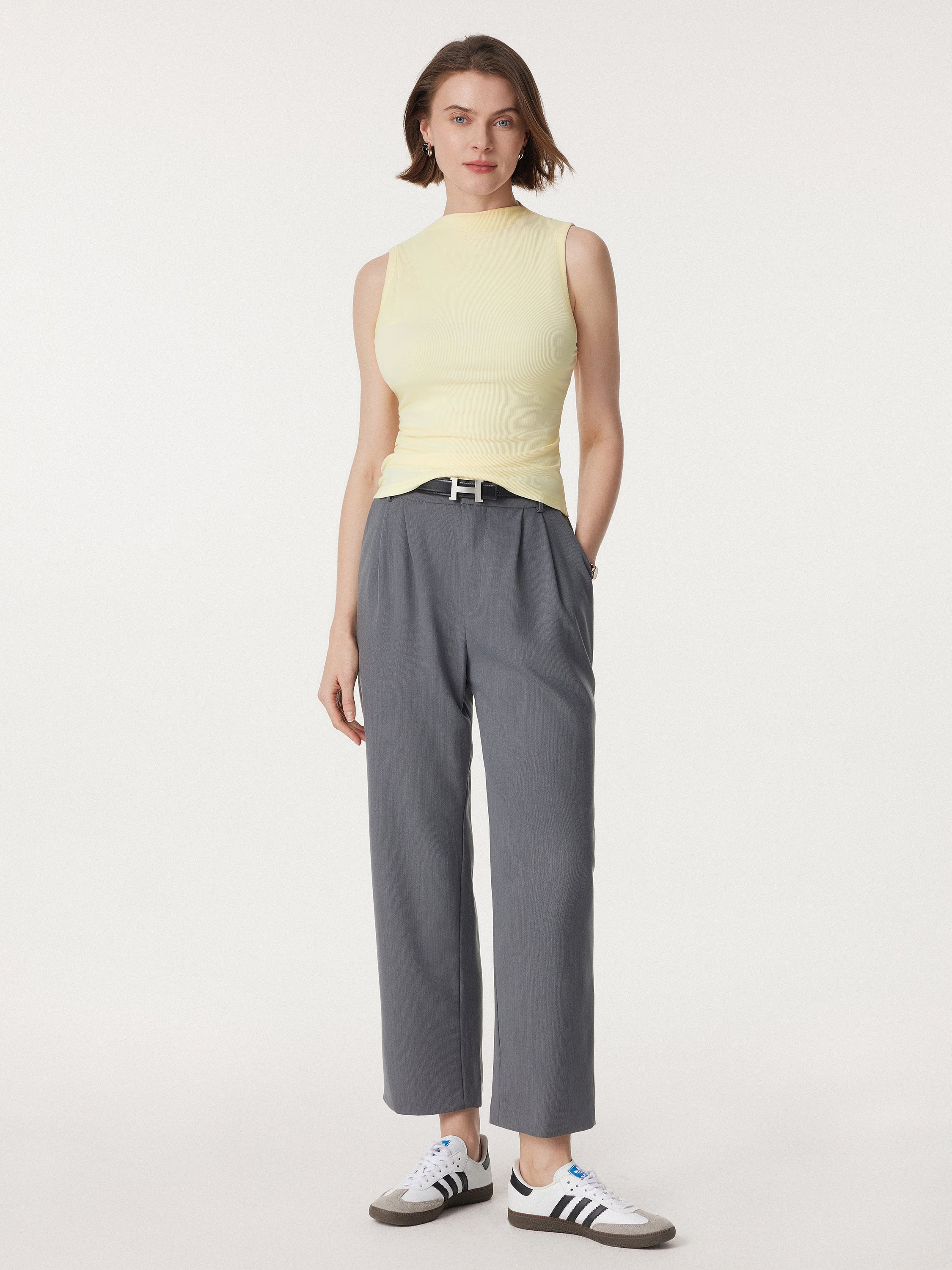 Mockneck Side Ruched Sculpt New Airy Brami Tank