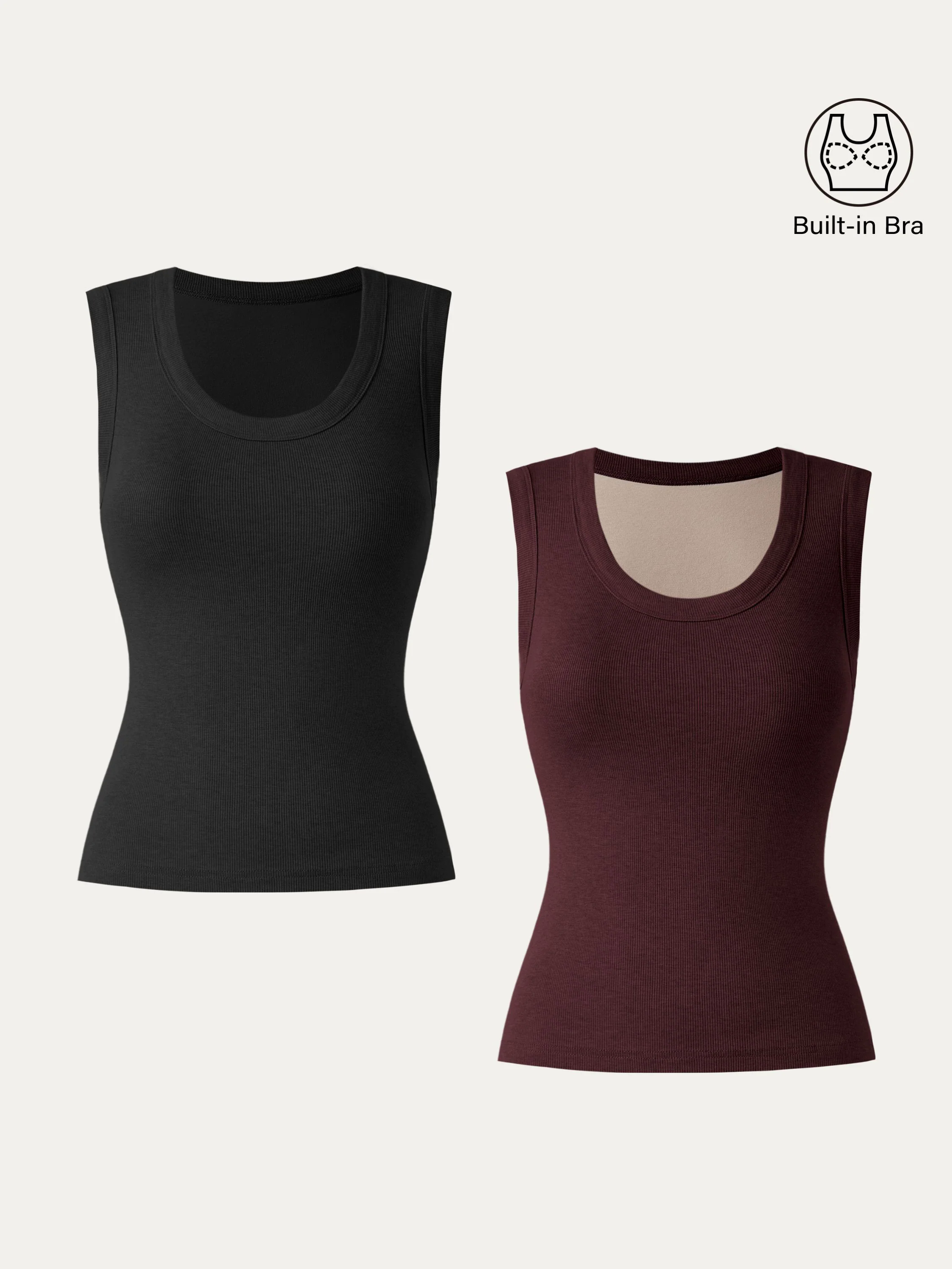 2Pcs Set Stretch Cotton Scoopneck New Airy Brami Tank