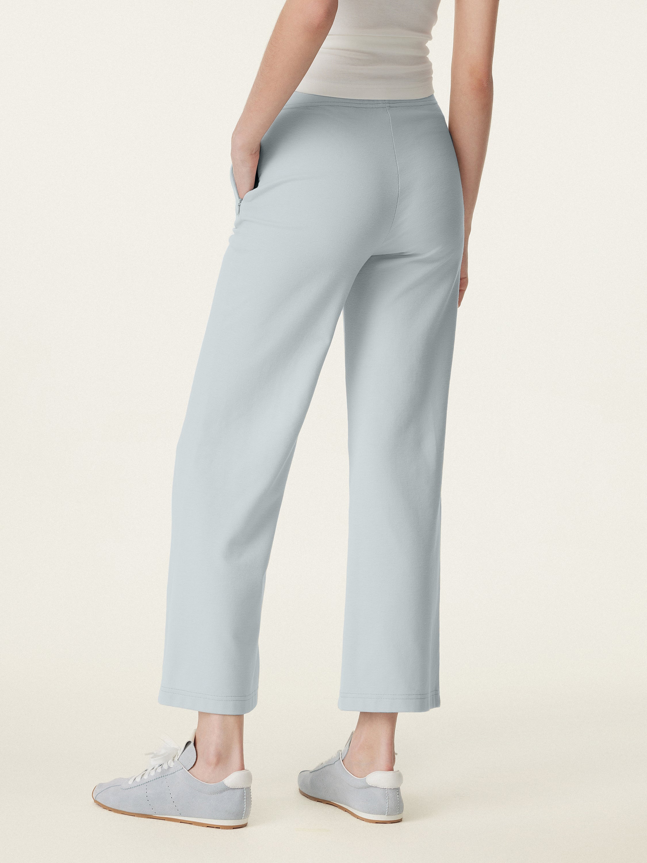 Mid Rise Cropped Flare Pants with Pockets