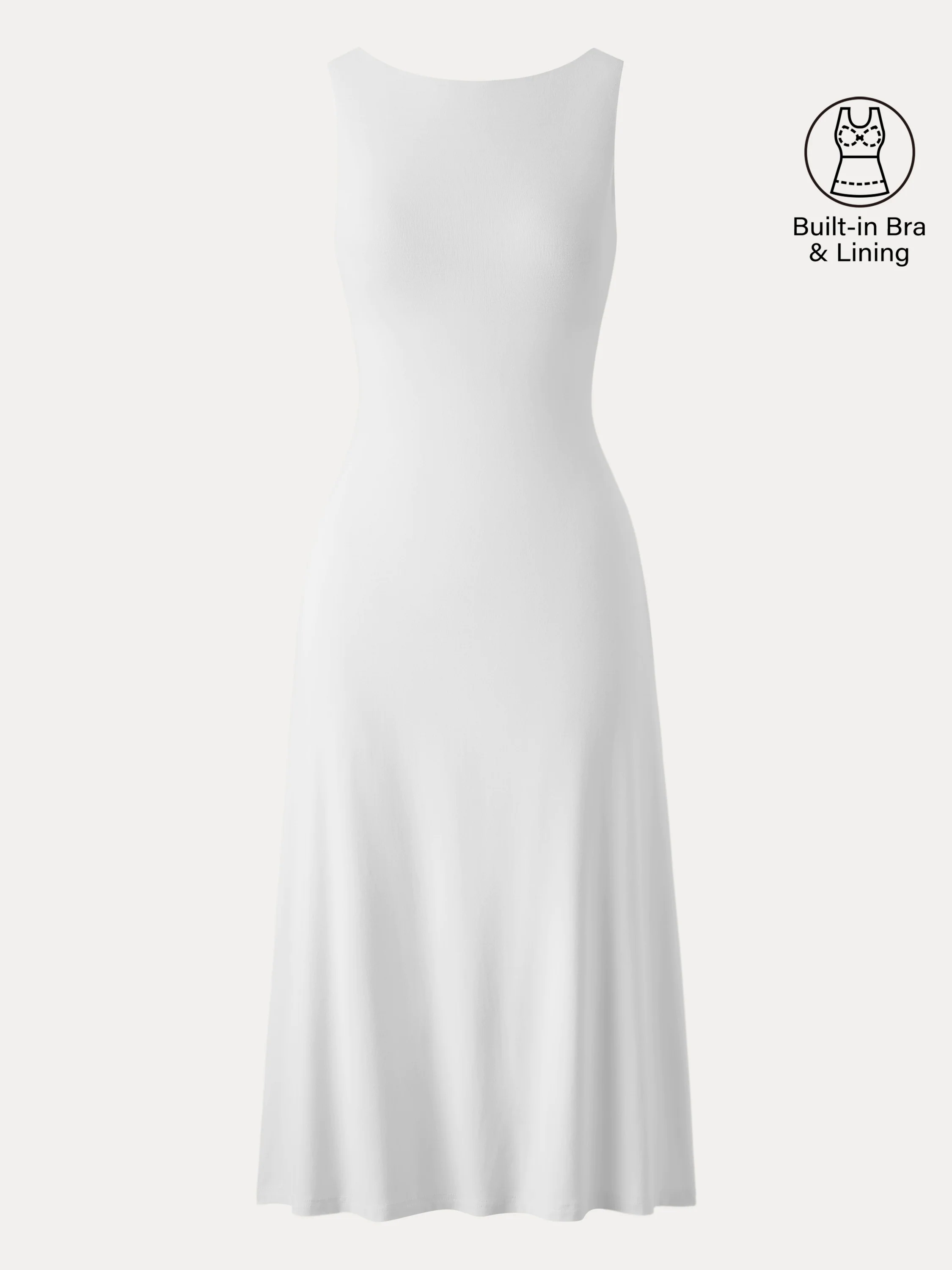 Classy Boatneck Open Back Bandless Midi Brami Dress Classy Boatneck Open Back Bandless Midi Brami Dress