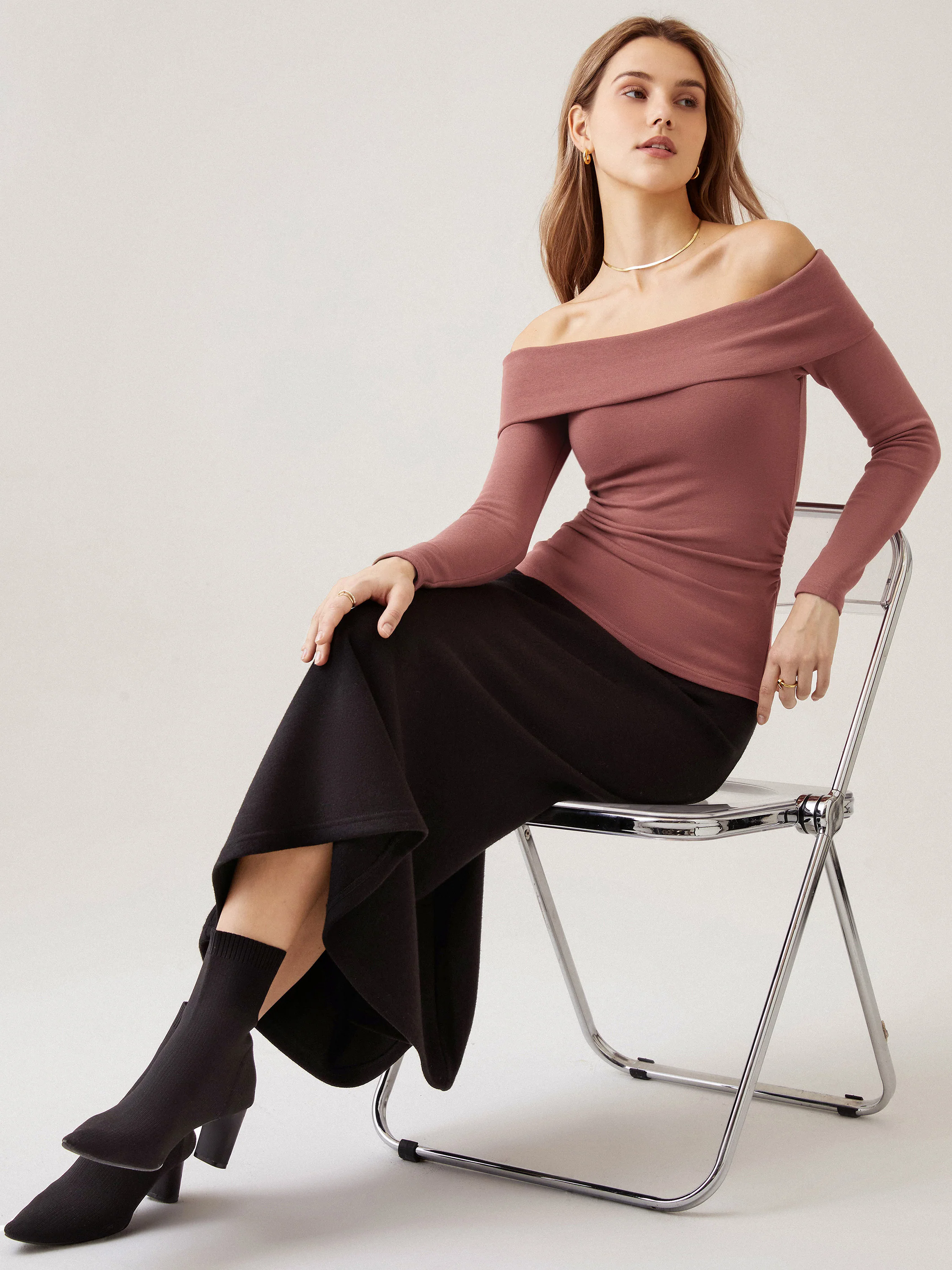 Long Sleeve Off The Shoulder Brami Top Long Sleeve Off The Shoulder Brami Top