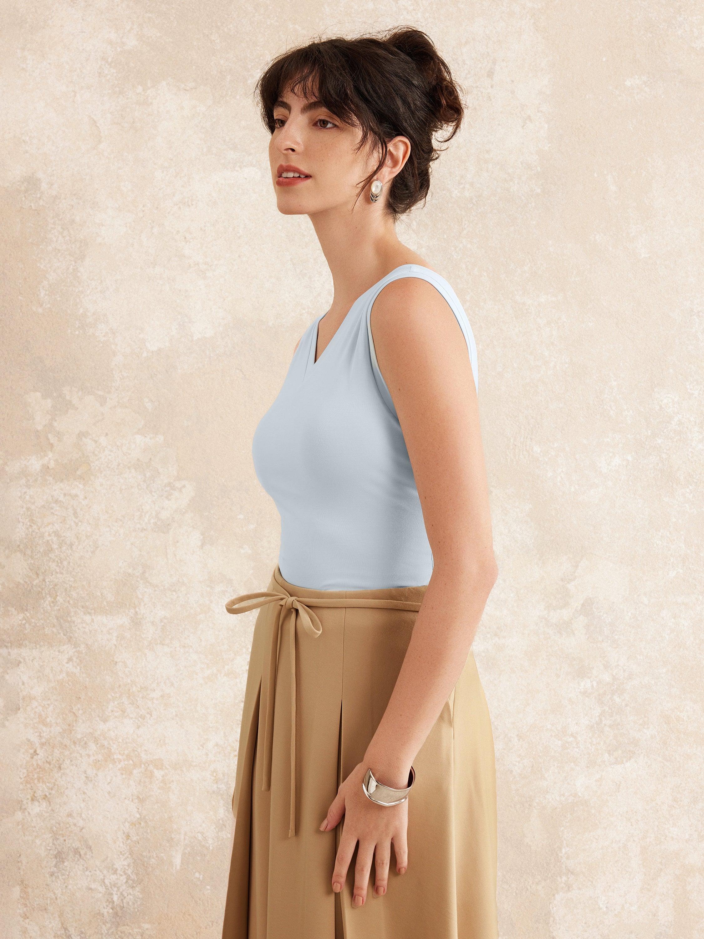 Double V-Neck Low Back Brami Tank