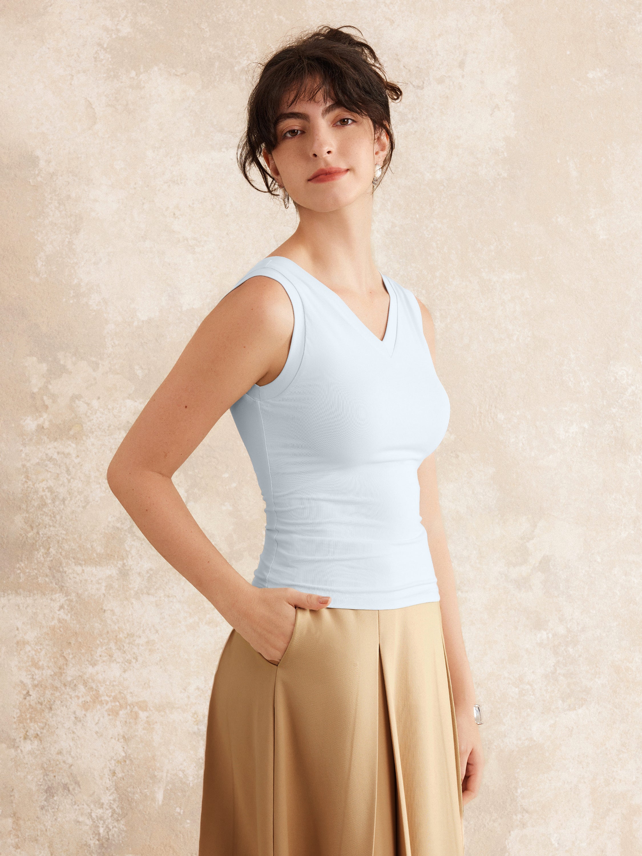 Double V-Neck Low Back Brami Tank