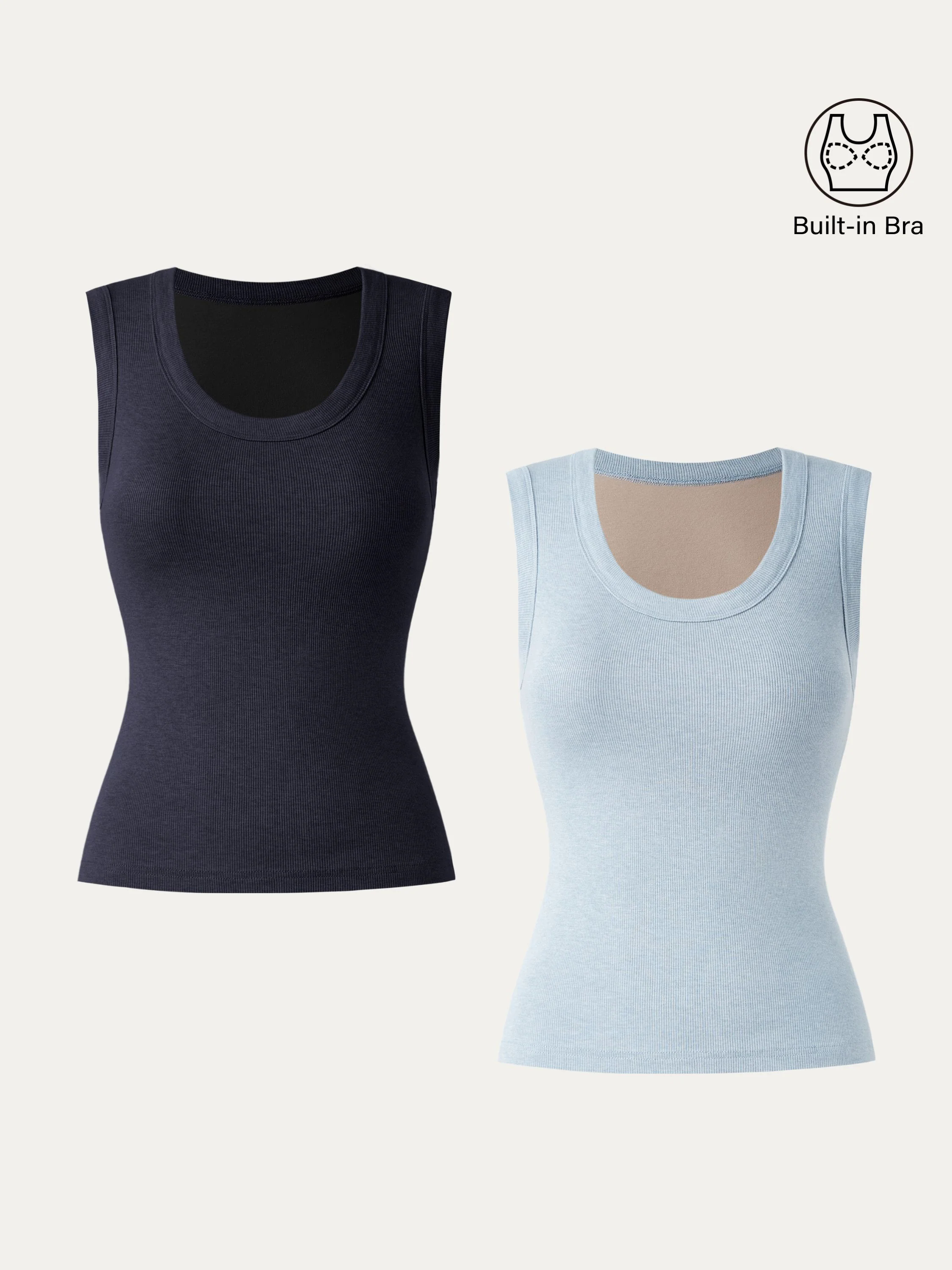 2Pcs Set Stretch Cotton Scoopneck New Airy Brami Tank