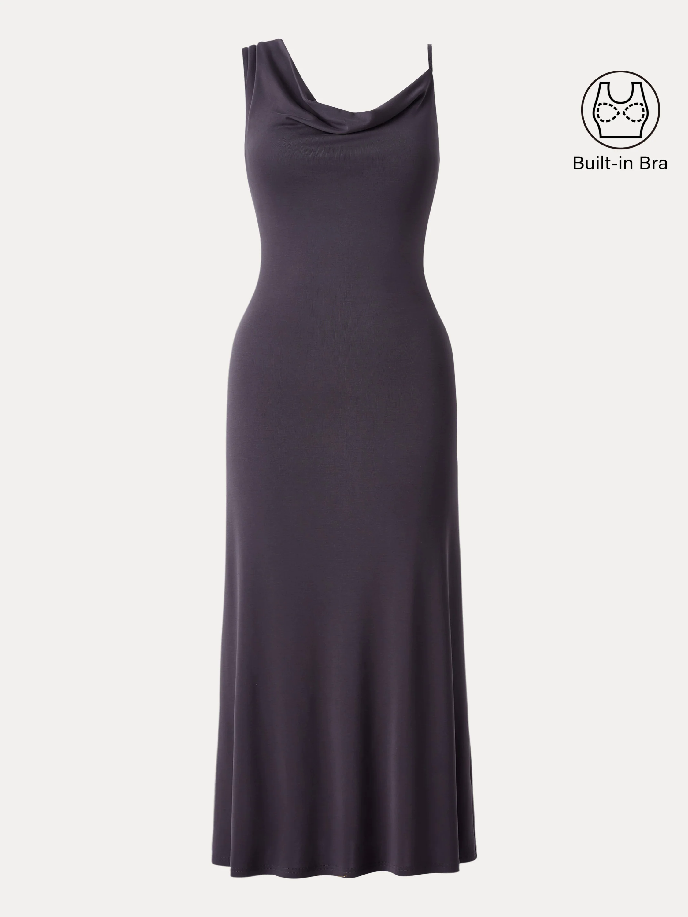 Sandwashed Asymmetrical Cowl Midi Brami Dress Sandwashed Asymmetrical Cowl Midi Brami Dress