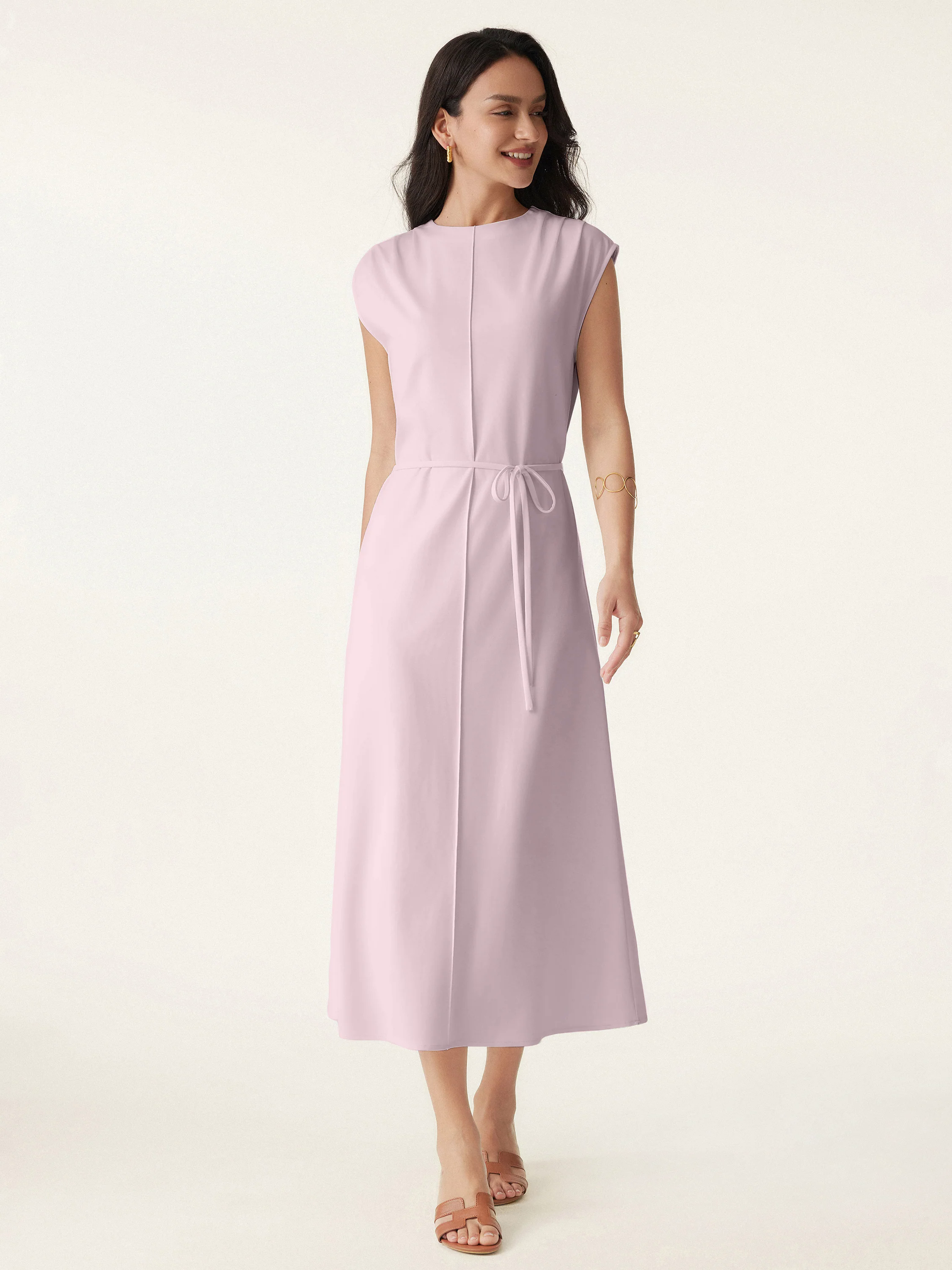 Breezy Easy Crewneck Zippered Midi Dress