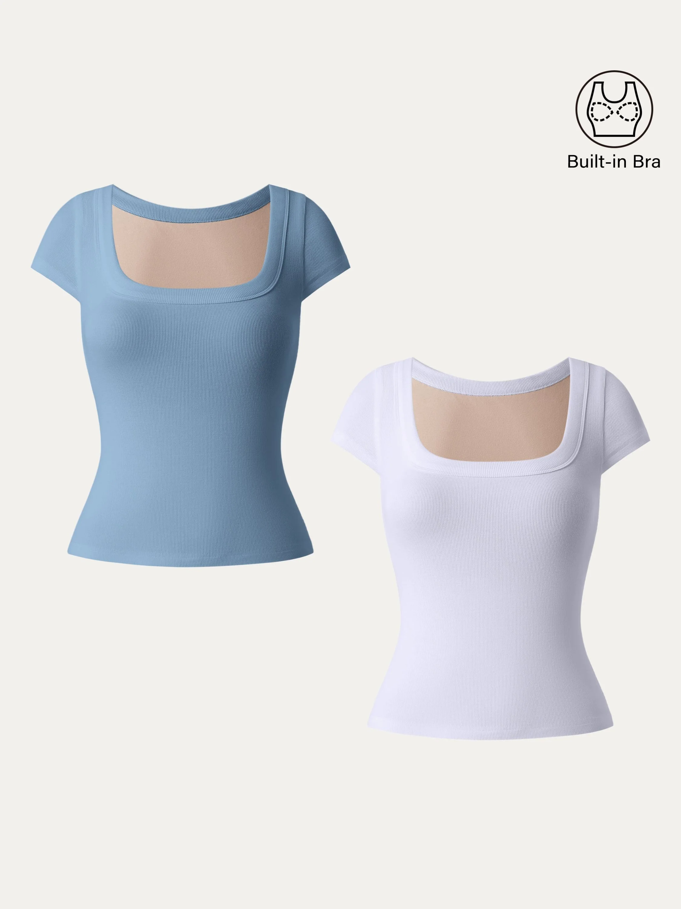 Stretch Cotton Square Neck Cap Sleeve Brami Stretch Cotton Square Neck Cap Sleeve Brami