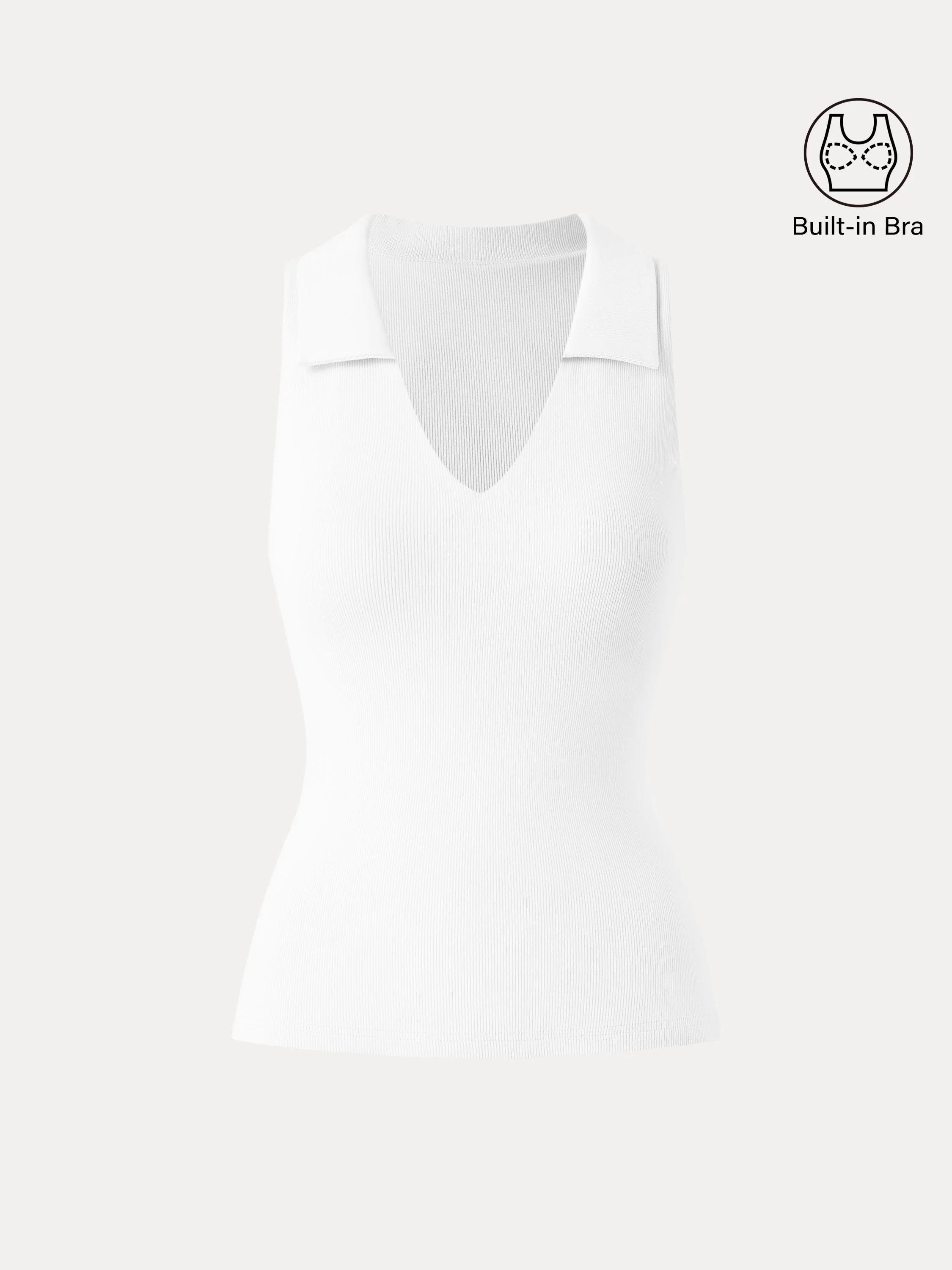 Stretch Cotton V-neck Collared Brami Top