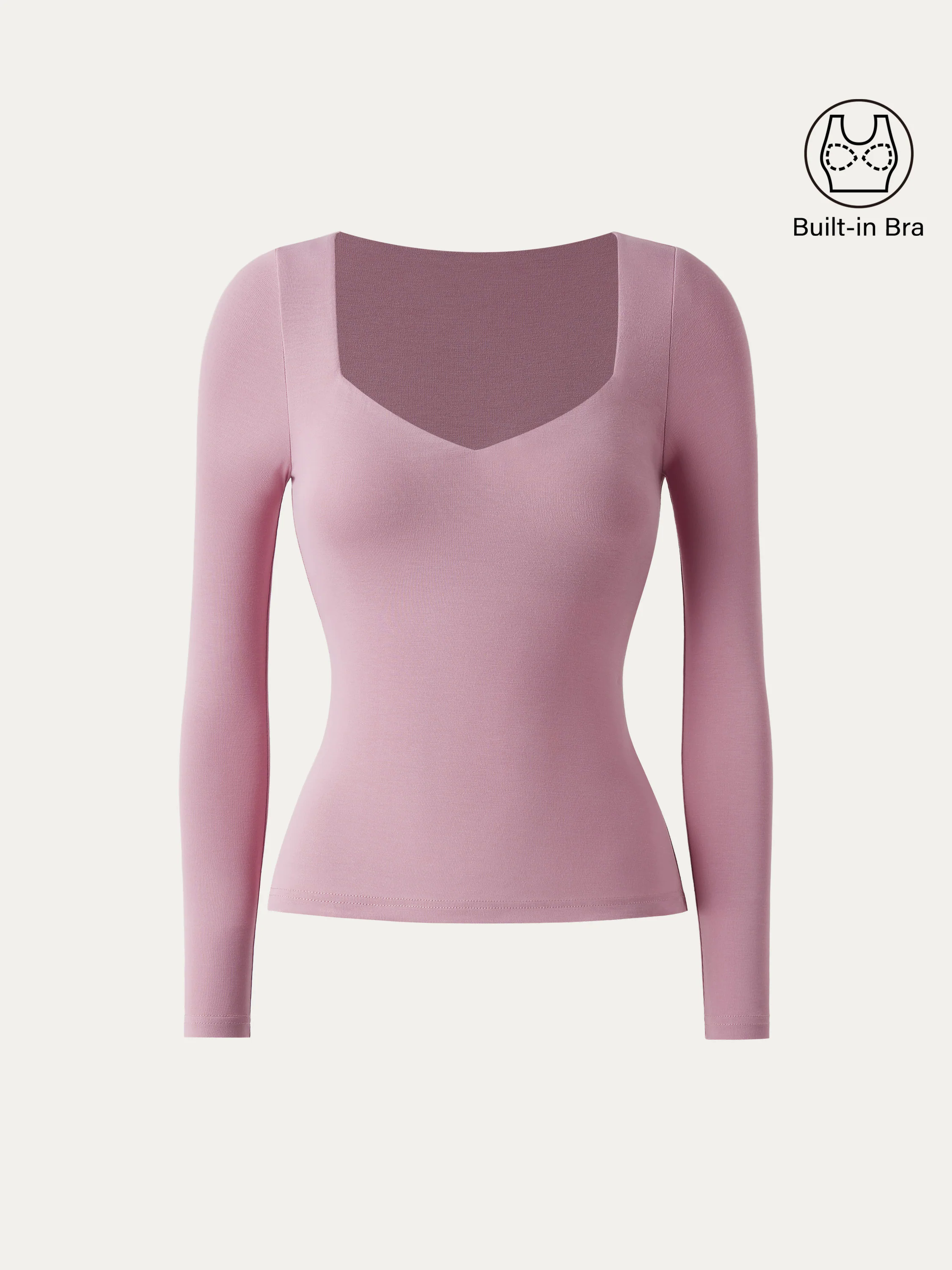 Sweetheart Neck Long Sleeve Lightweight Brami Top