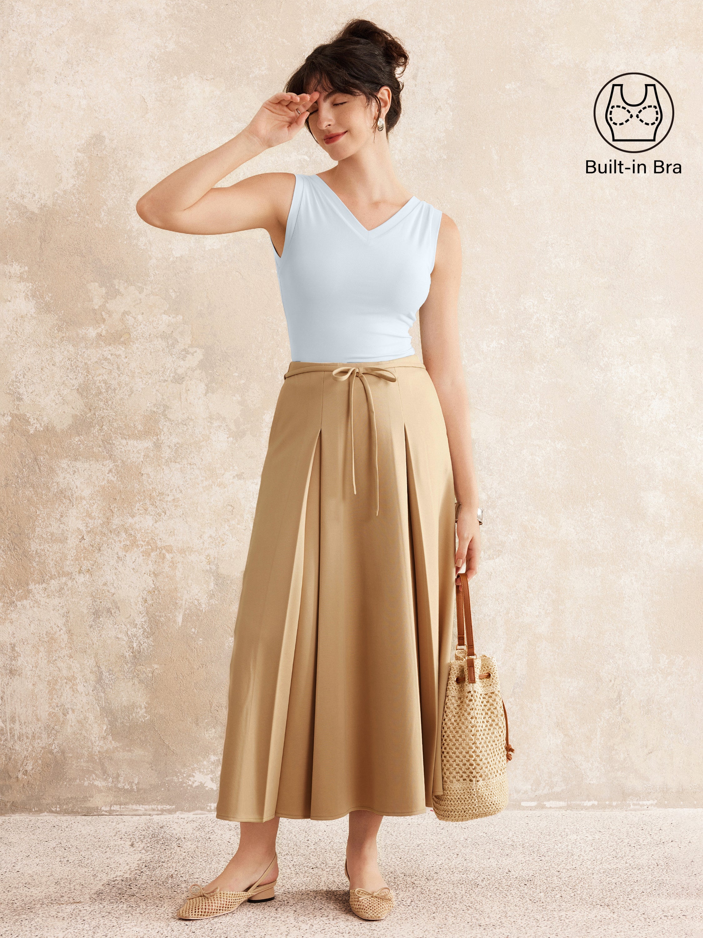 Double V-Neck Low Back Brami Tank