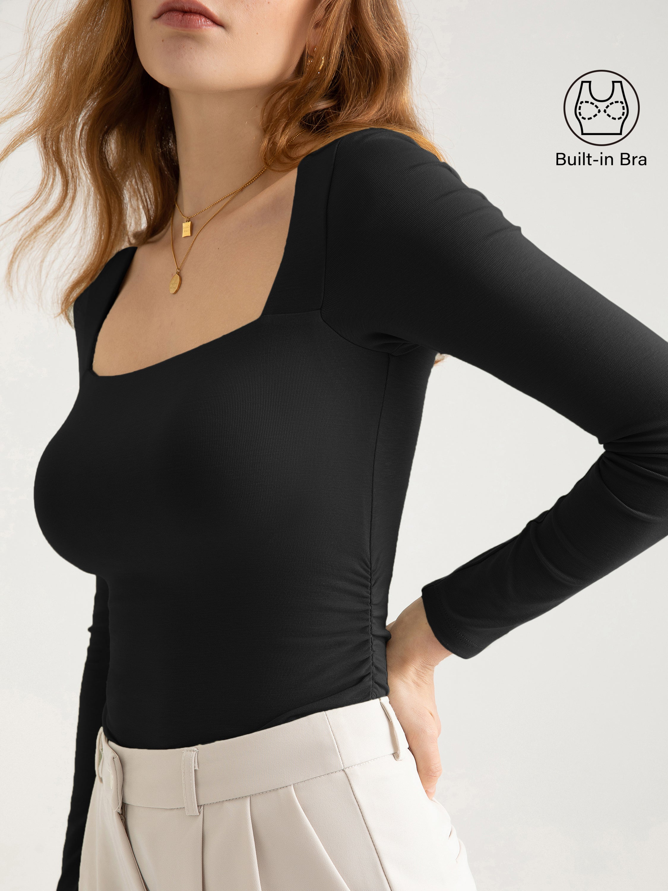 Square Neck Ruched Brami Top