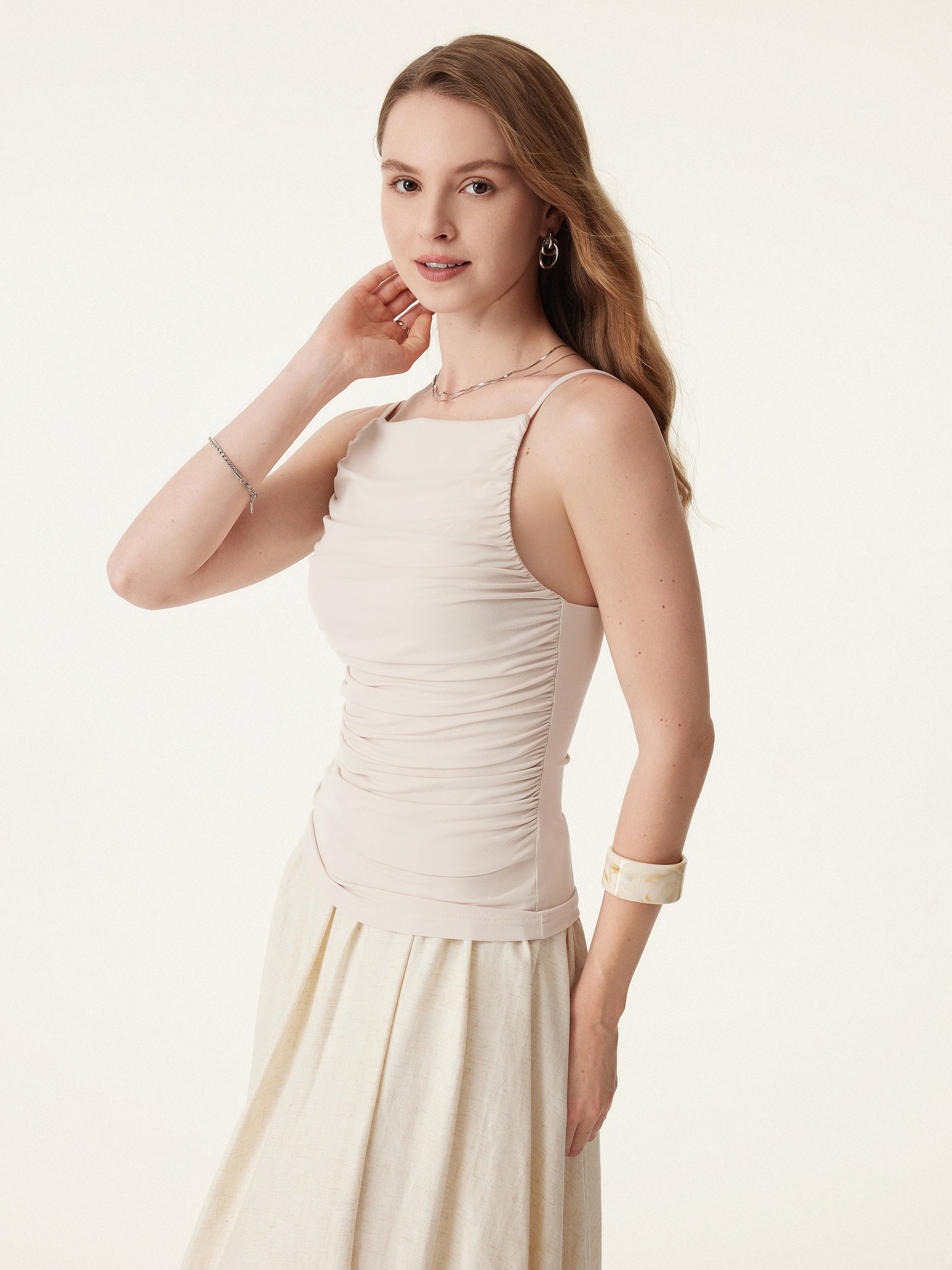 Boatneck Ruched New Airy Brami Tank Boatneck Ruched New Airy Brami Tank