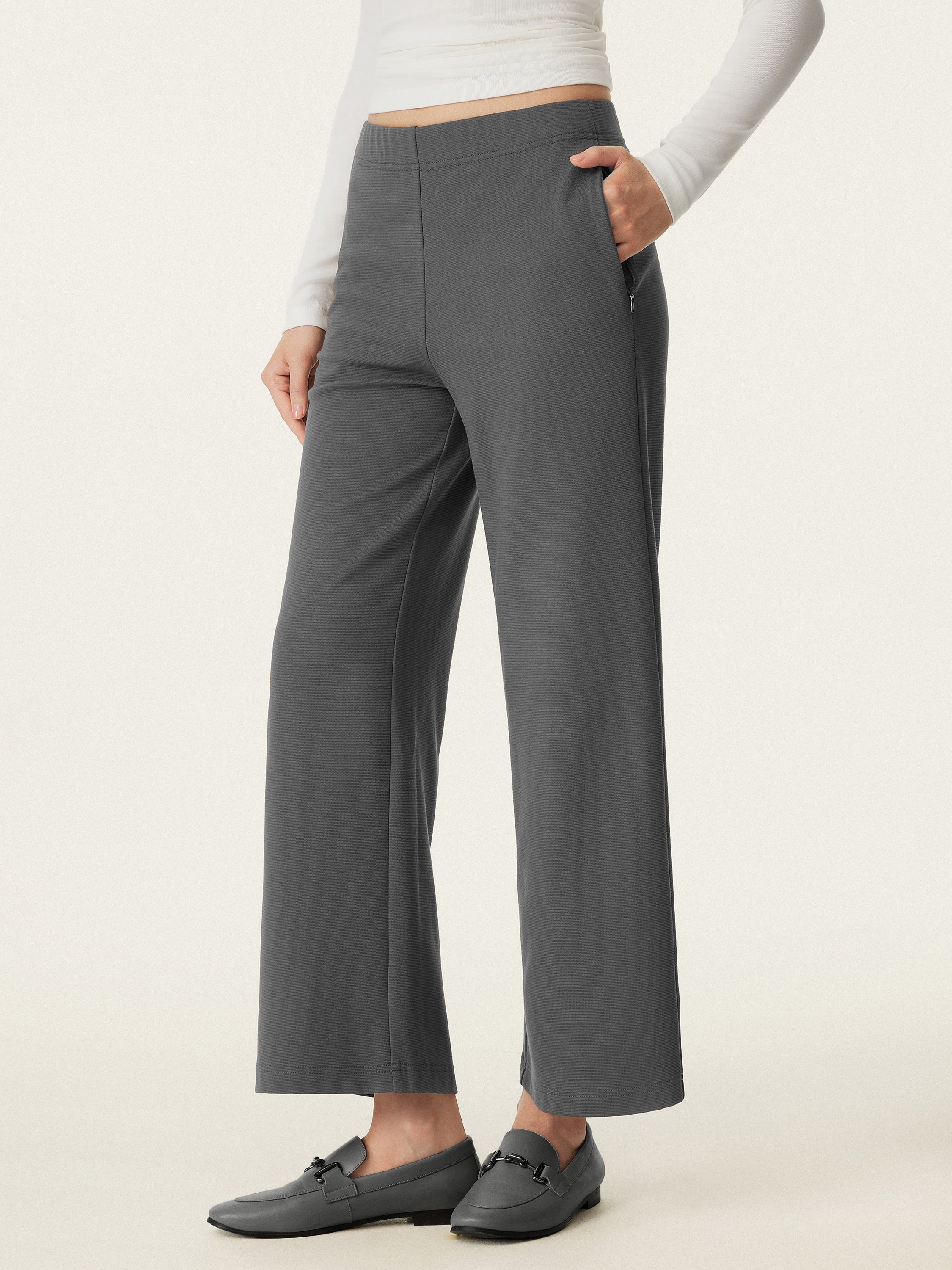 Mid Rise Cropped Flare Pants with Pockets