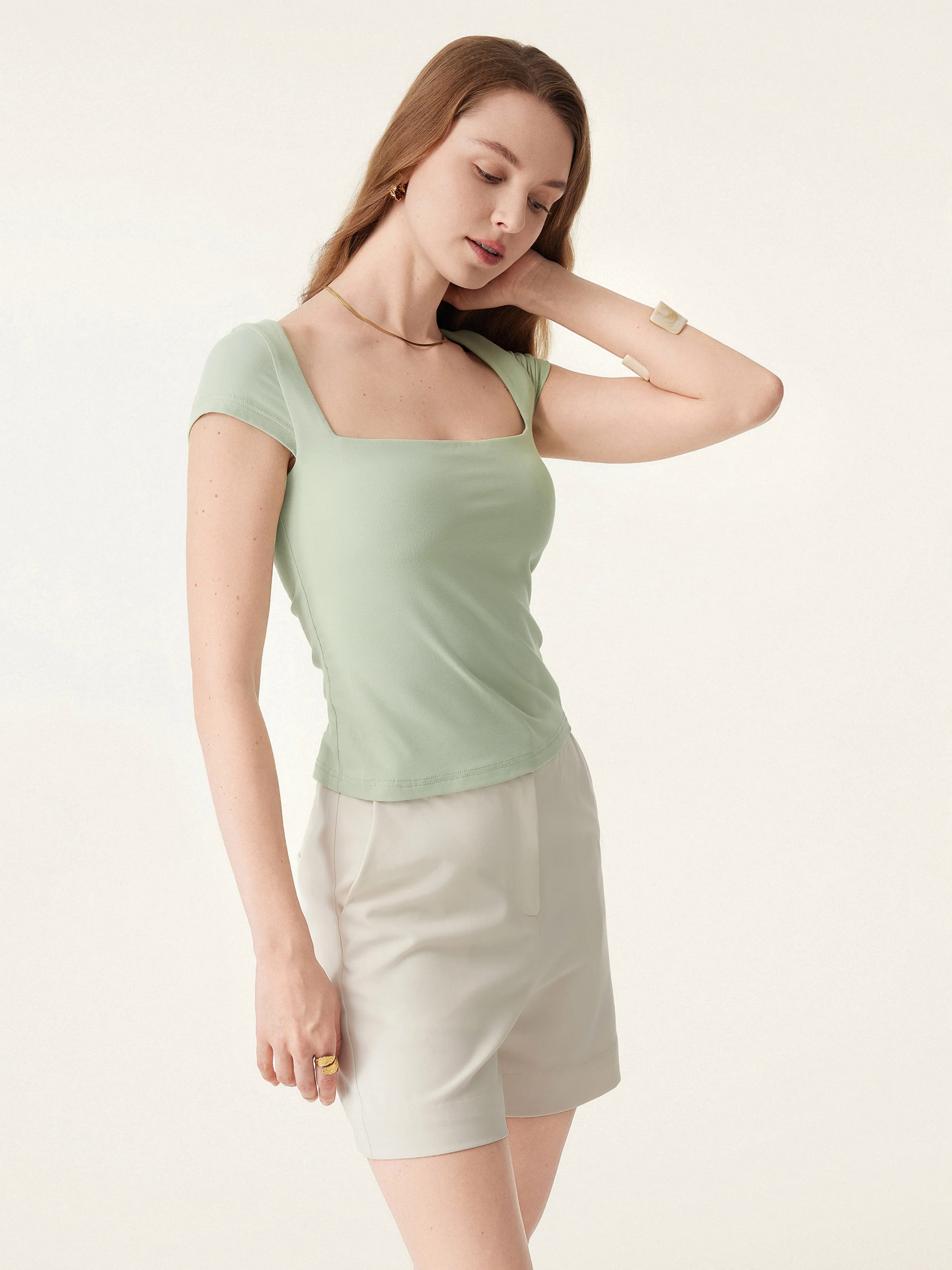 Essential Square Neck Cap Sleeves Brami Top Essential Square Neck Cap Sleeves Brami Top
