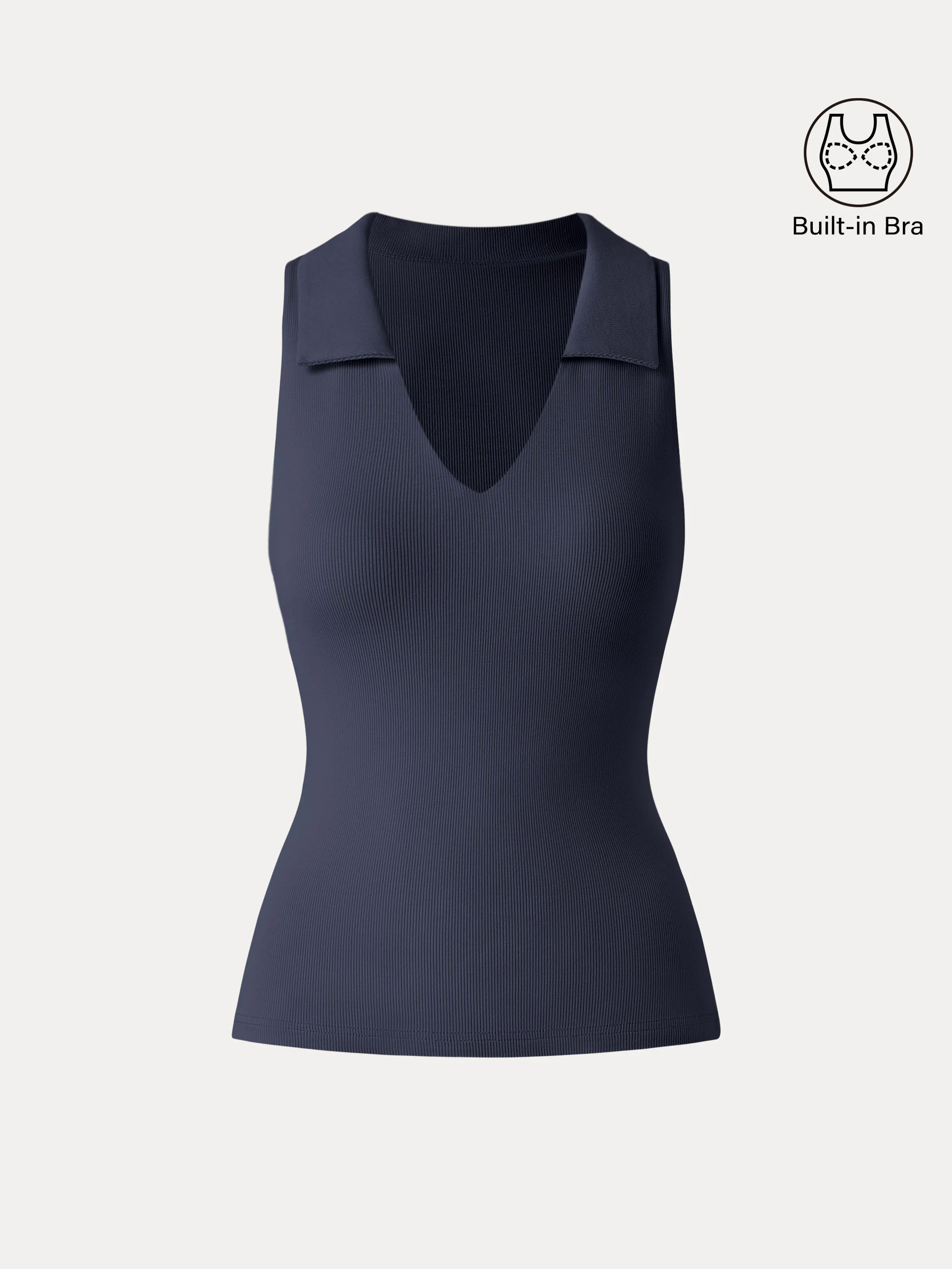 Stretch Cotton V-neck Collared Brami Top