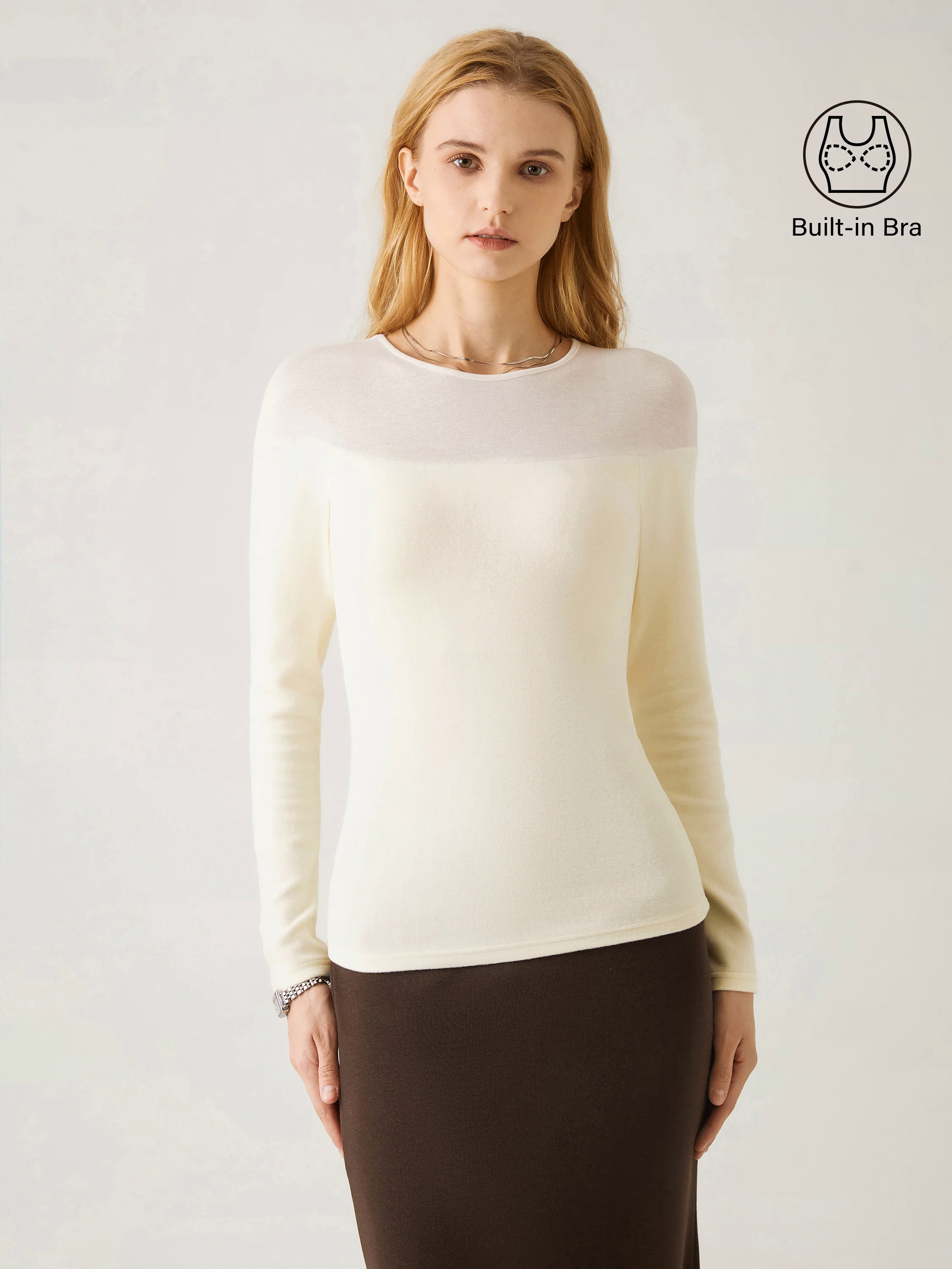 Tencel Wool Sheer Shoulder Brami Top Tencel Wool Sheer Shoulder Brami Top