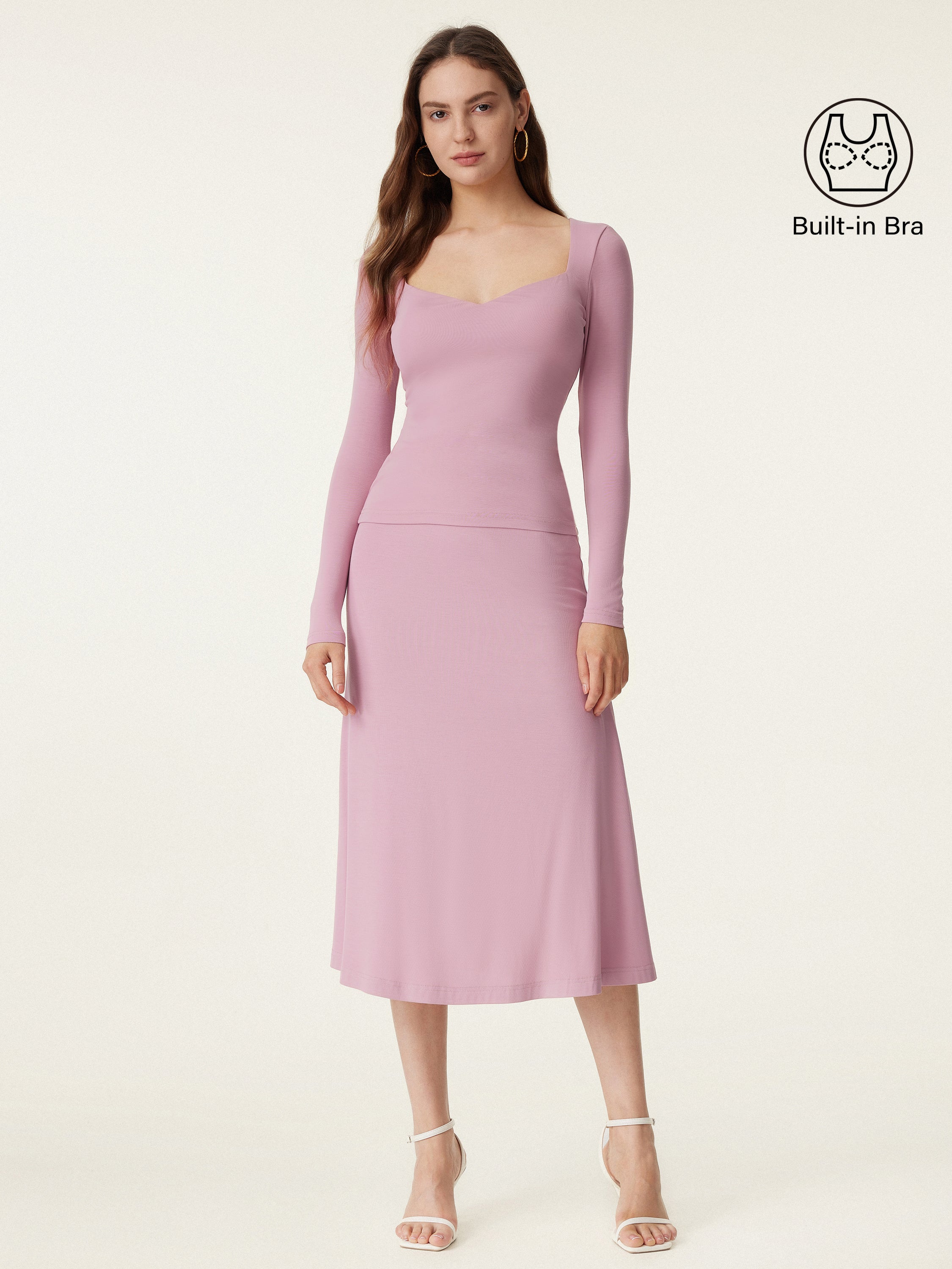 Sweetheart Neck Long Sleeve Lightweight Brami Top
