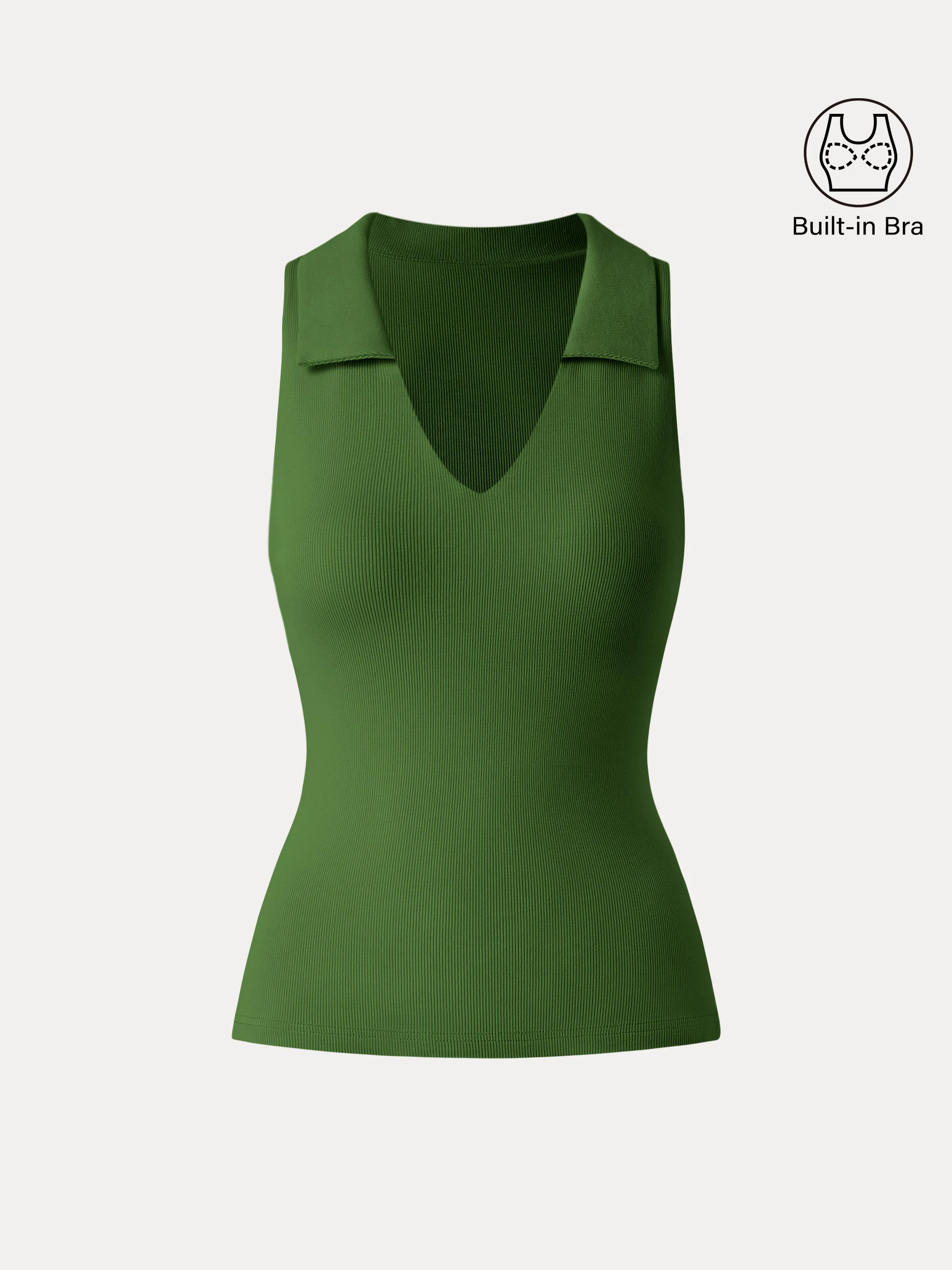 Stretch Cotton V-neck Collared Brami Top