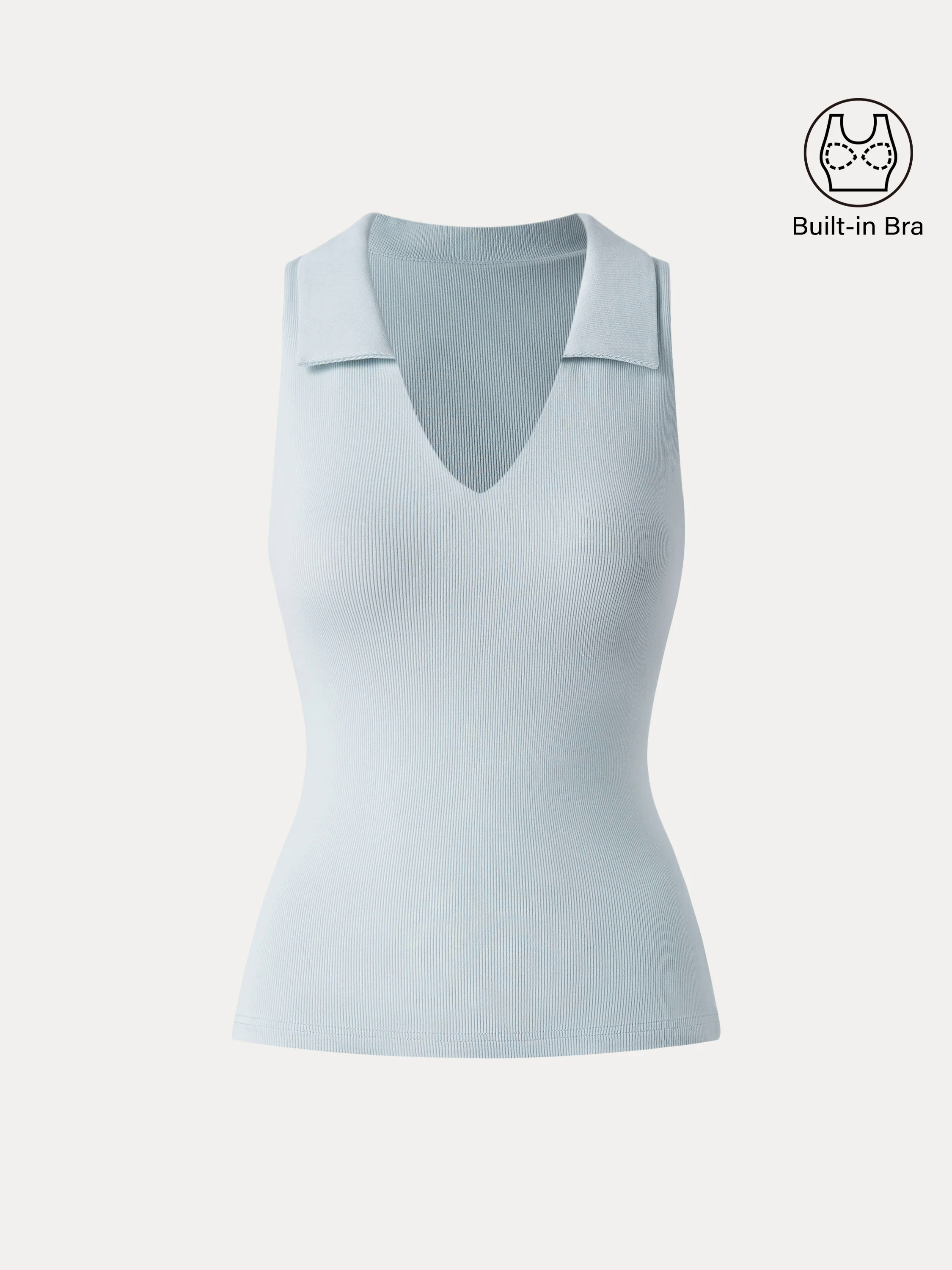 Stretch Cotton V-neck Collared Brami Top