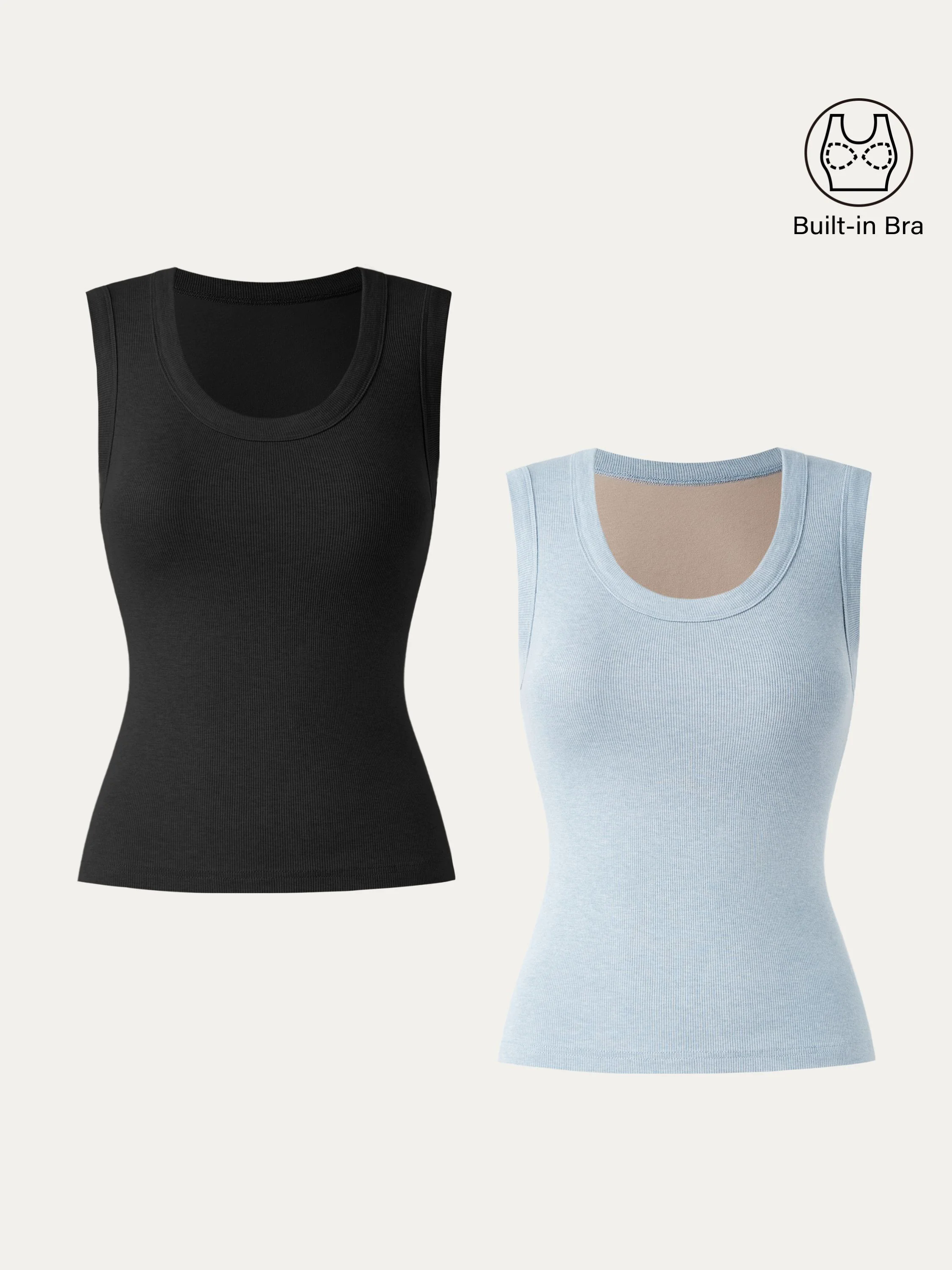 2Pcs Set Stretch Cotton Scoopneck New Airy Brami Tank
