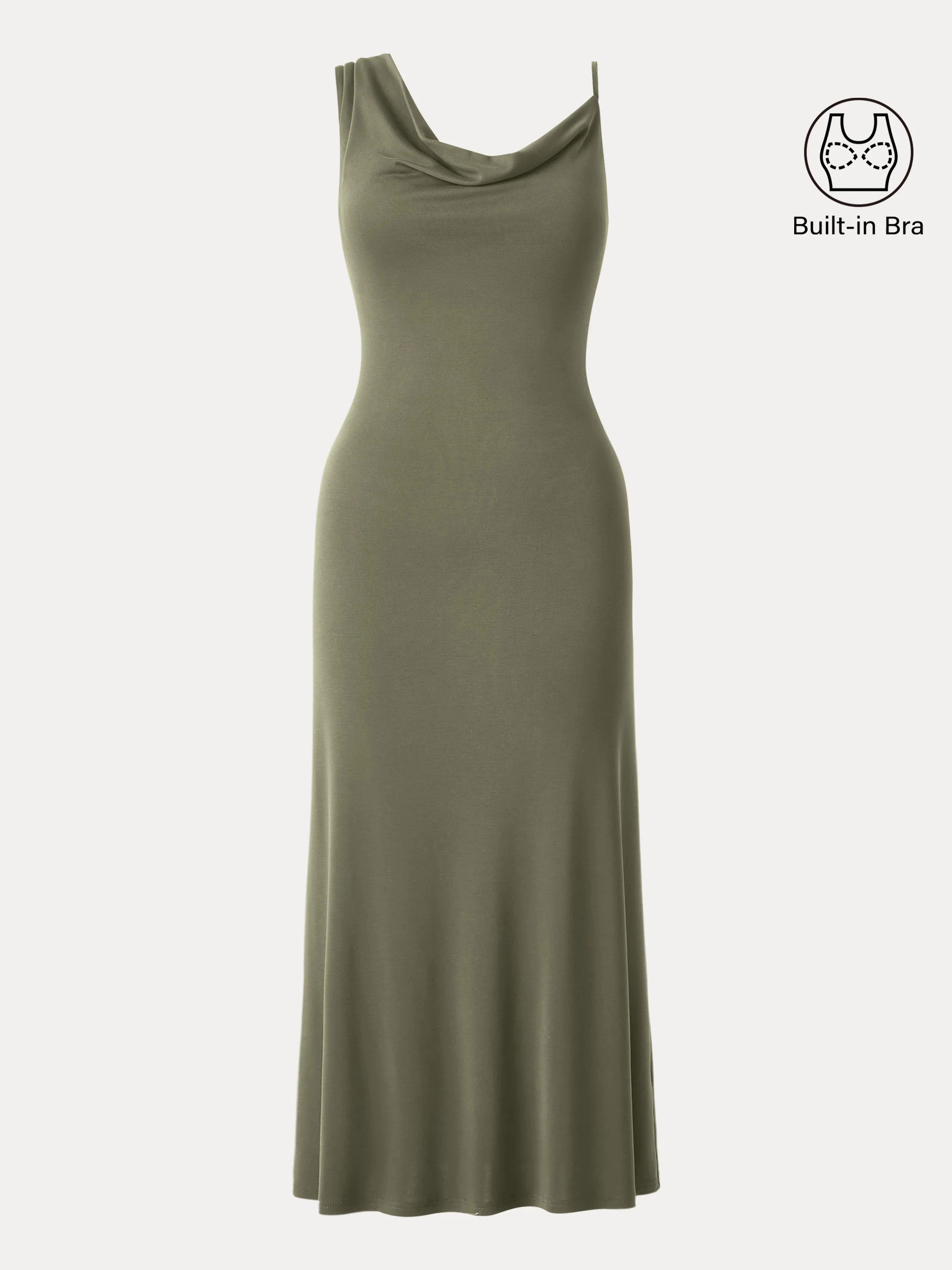 Sandwashed Asymmetrical Cowl Midi Brami Dress Sandwashed Asymmetrical Cowl Midi Brami Dress