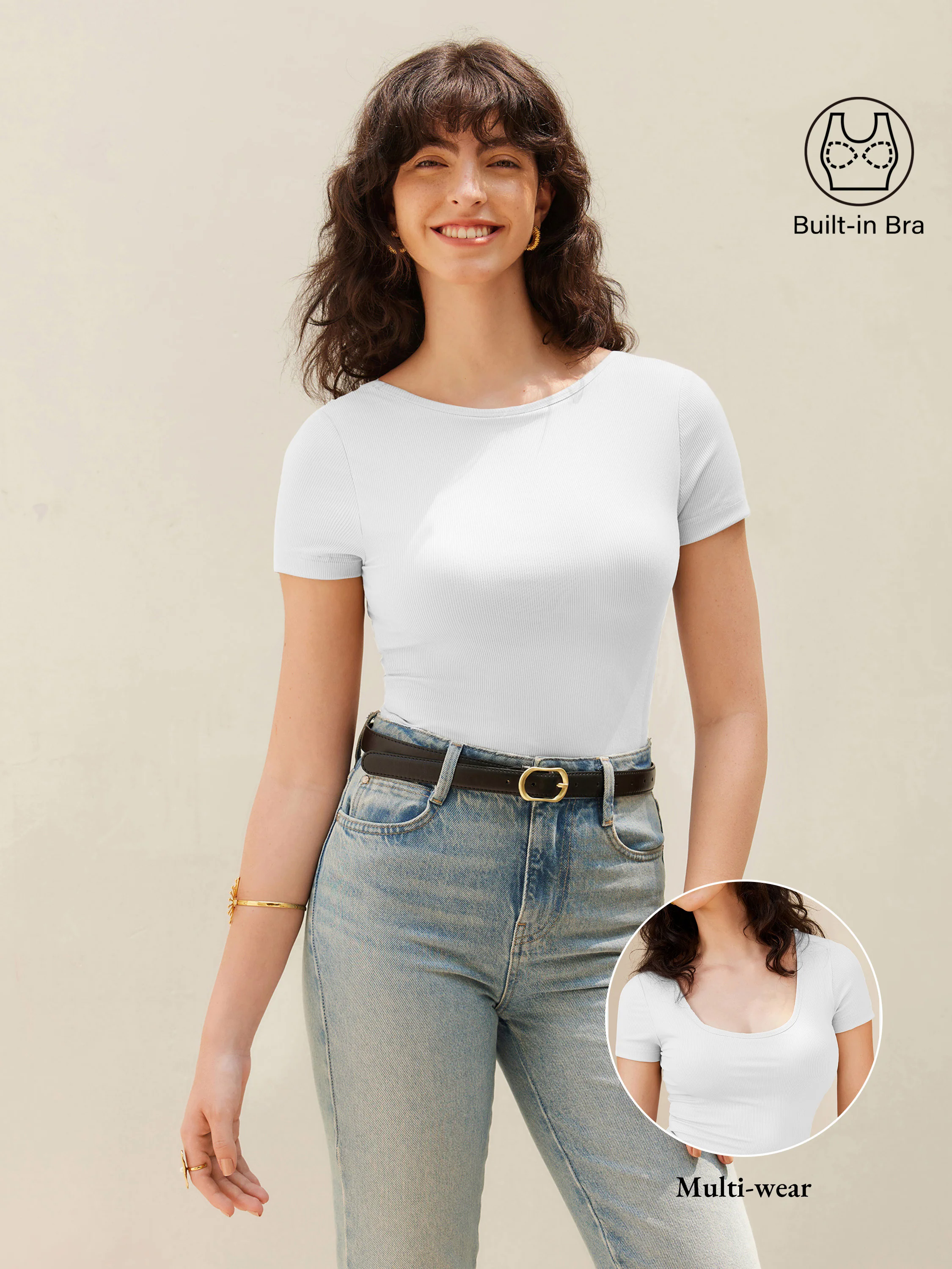Multi-wear Short Sleeve New Airy Brami Top