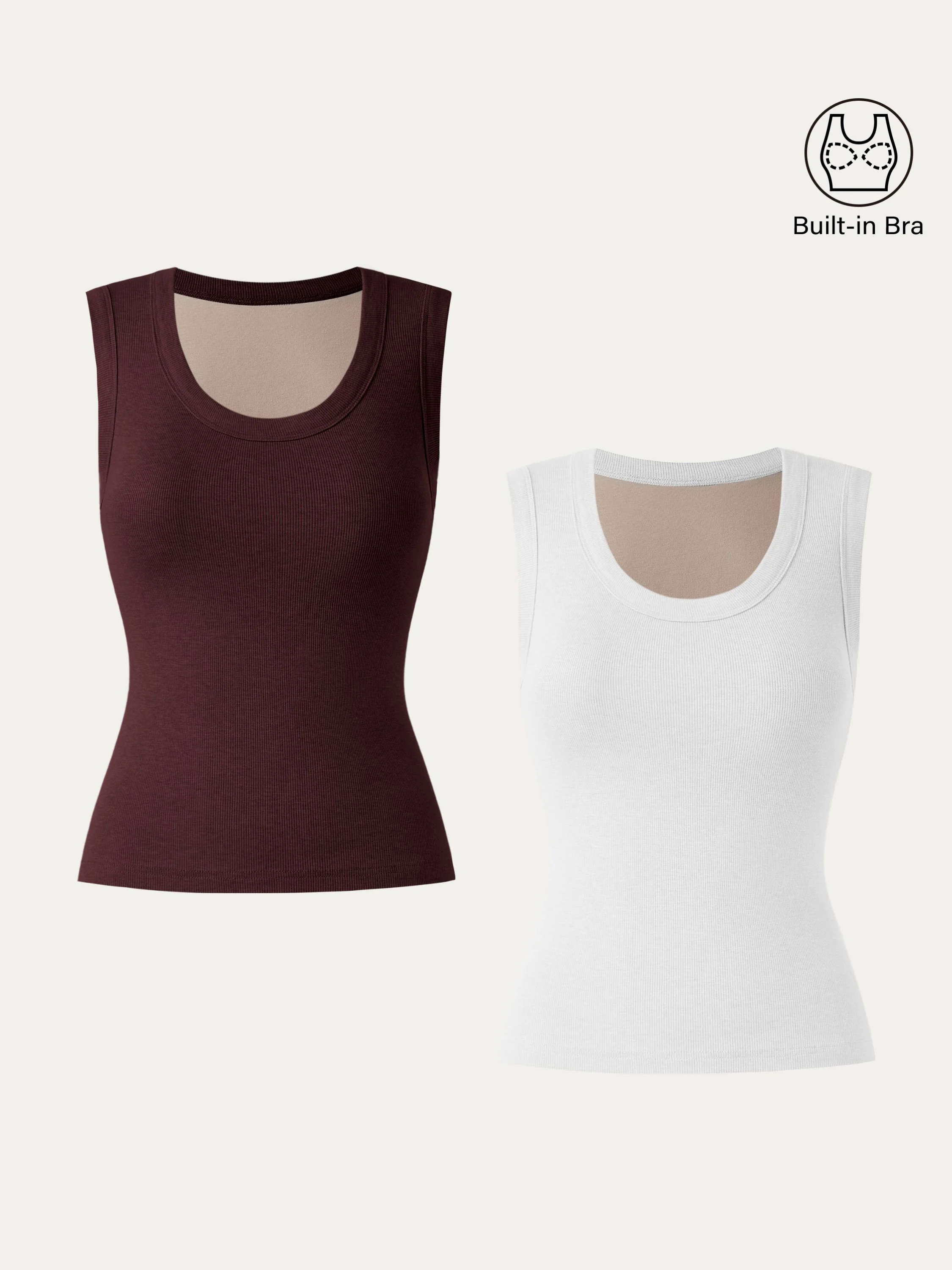 2Pcs Set Stretch Cotton Scoopneck New Airy Brami Tank