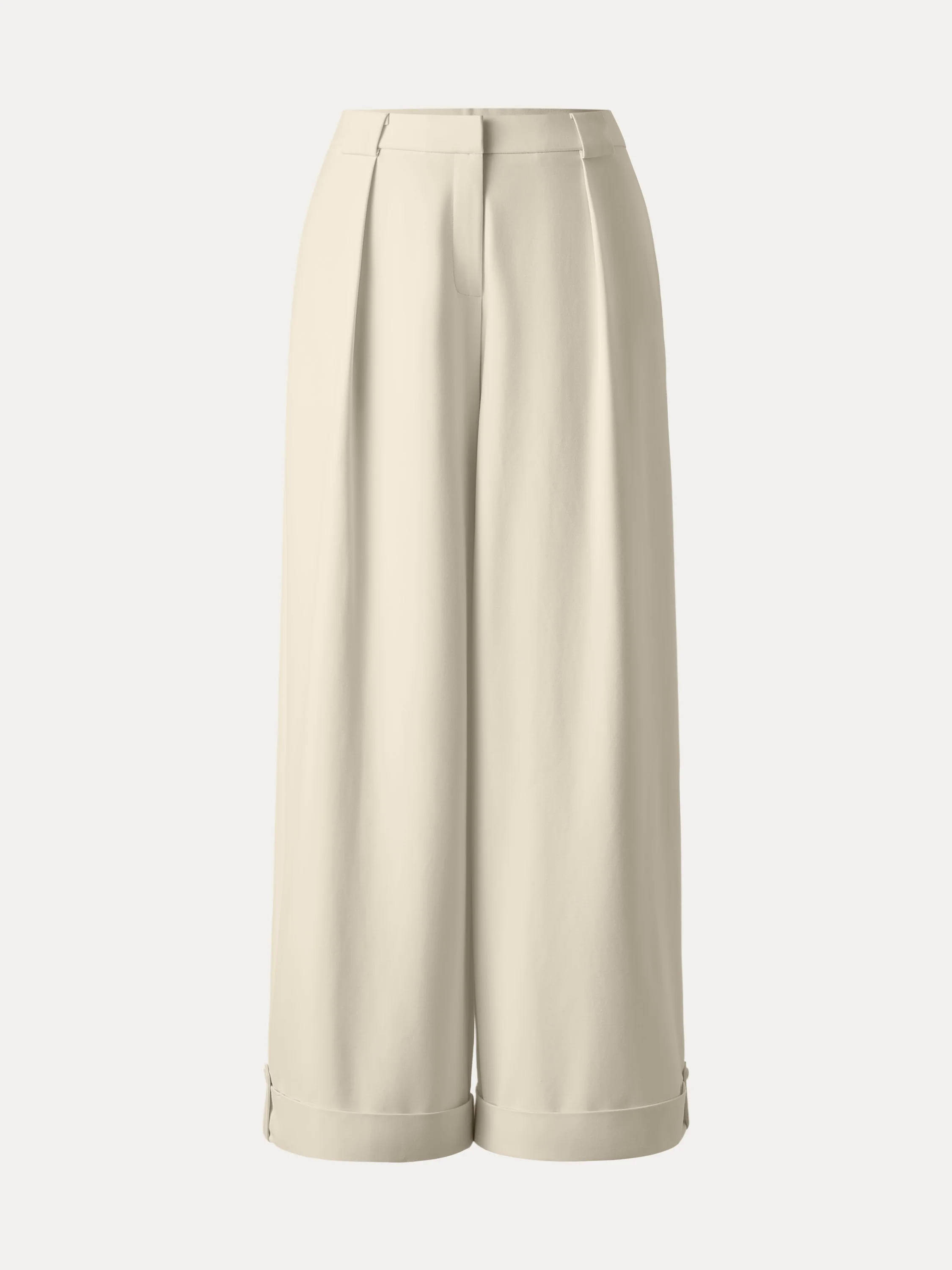 Bamboo Ponte Mid Rise Wide Leg Trouser with Fold-up Hem Bamboo Ponte Mid Rise Wide Leg Trouser with Fold-up Hem
