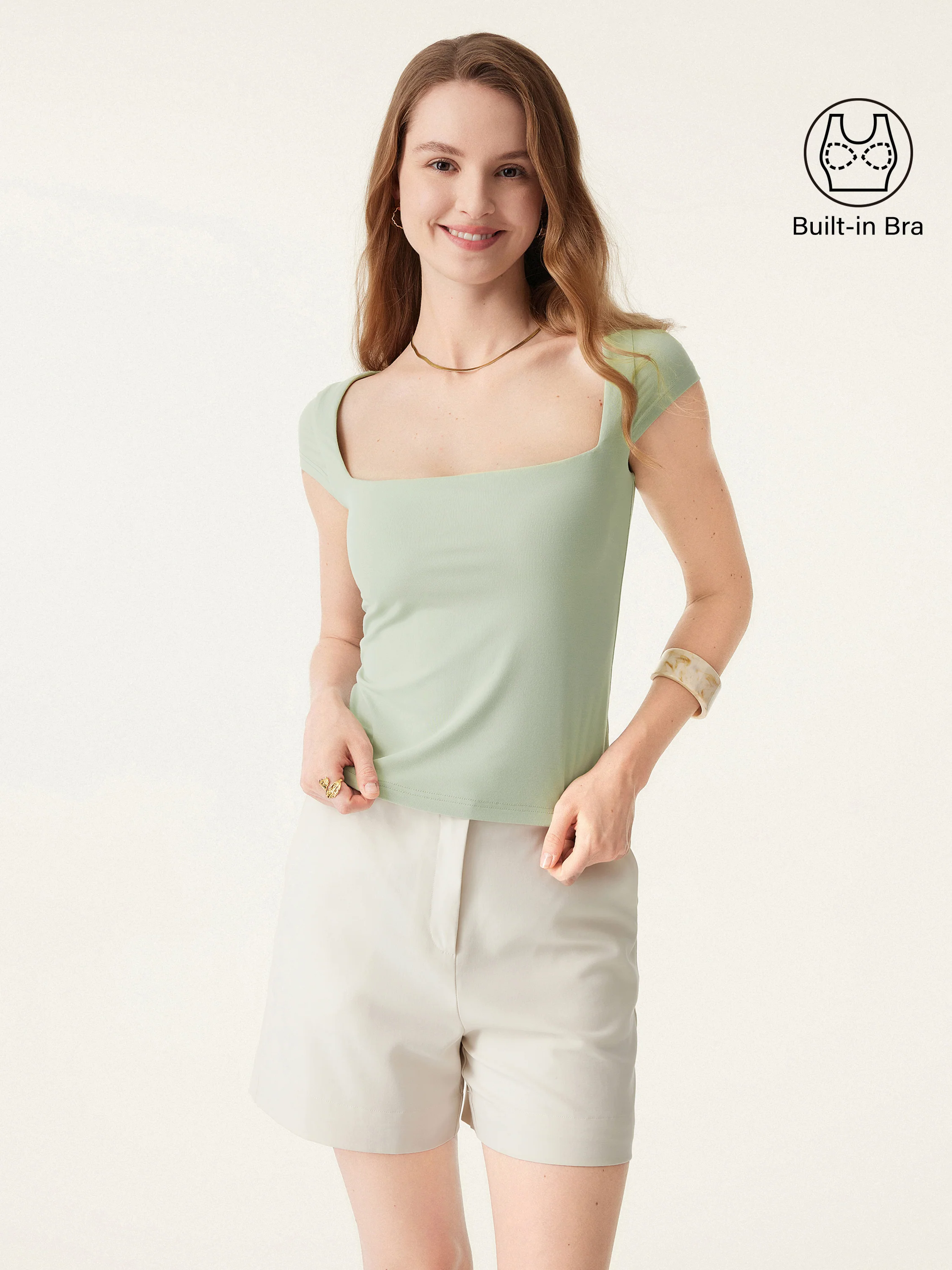 Essential Square Neck Cap Sleeves Brami Top Essential Square Neck Cap Sleeves Brami Top