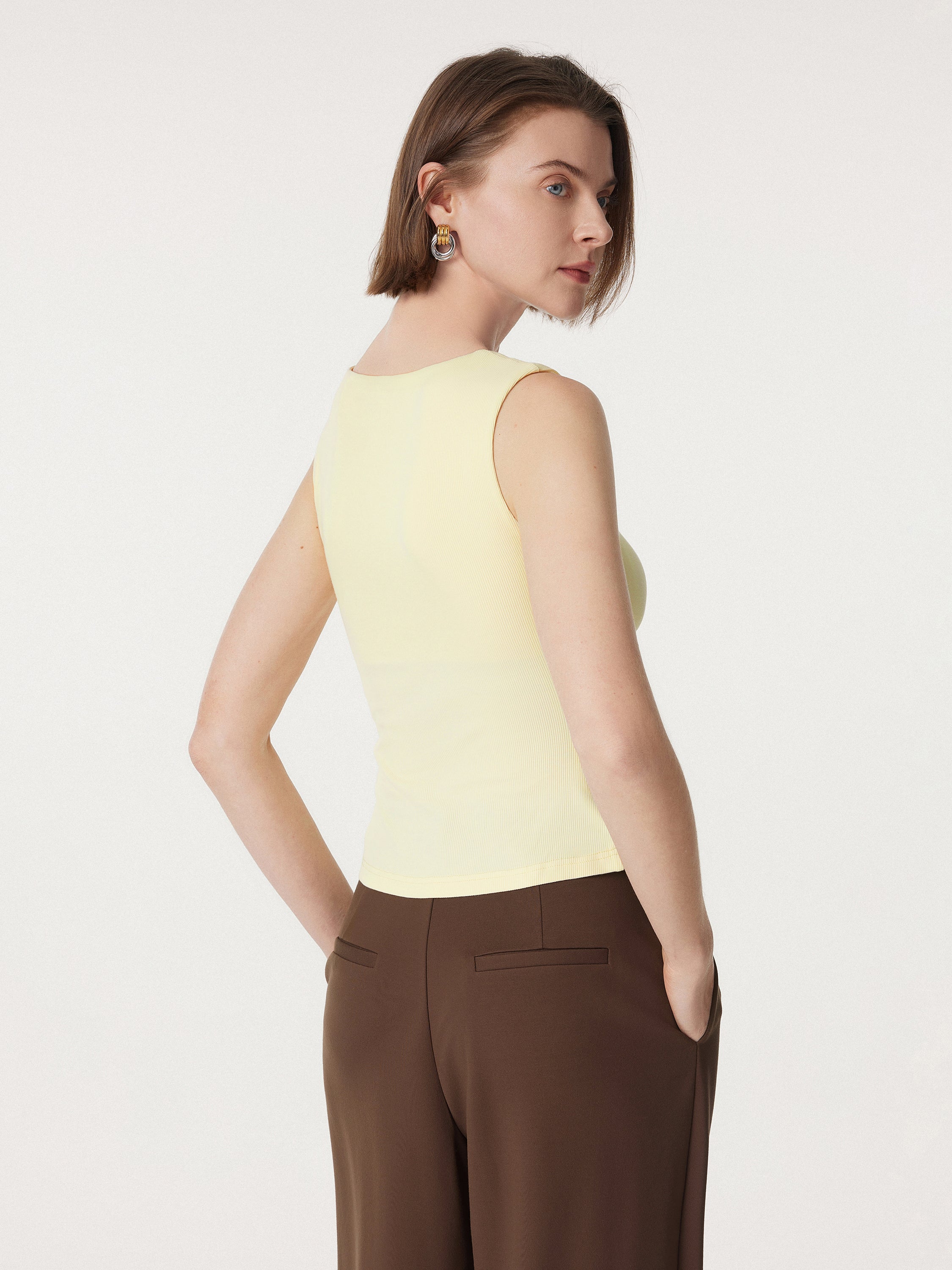 Diamond Neck Ribbed New Airy Brami Tank