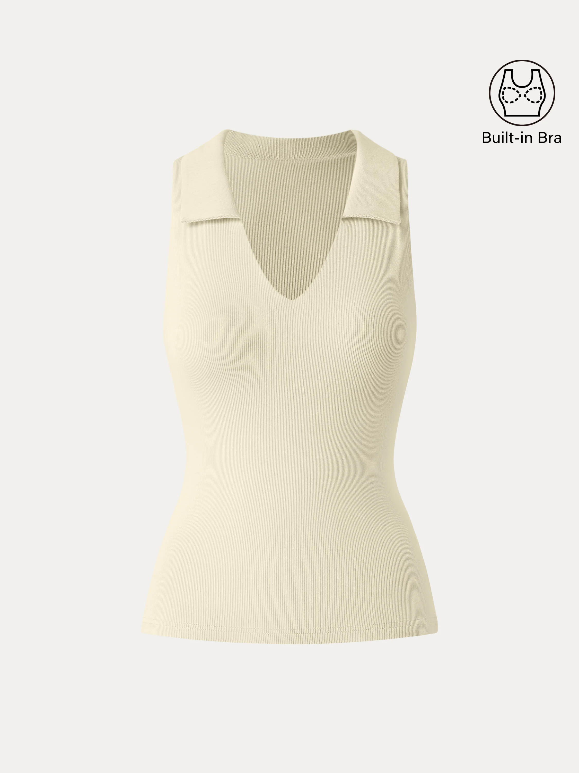 Stretch Cotton V-neck Collared Brami Top