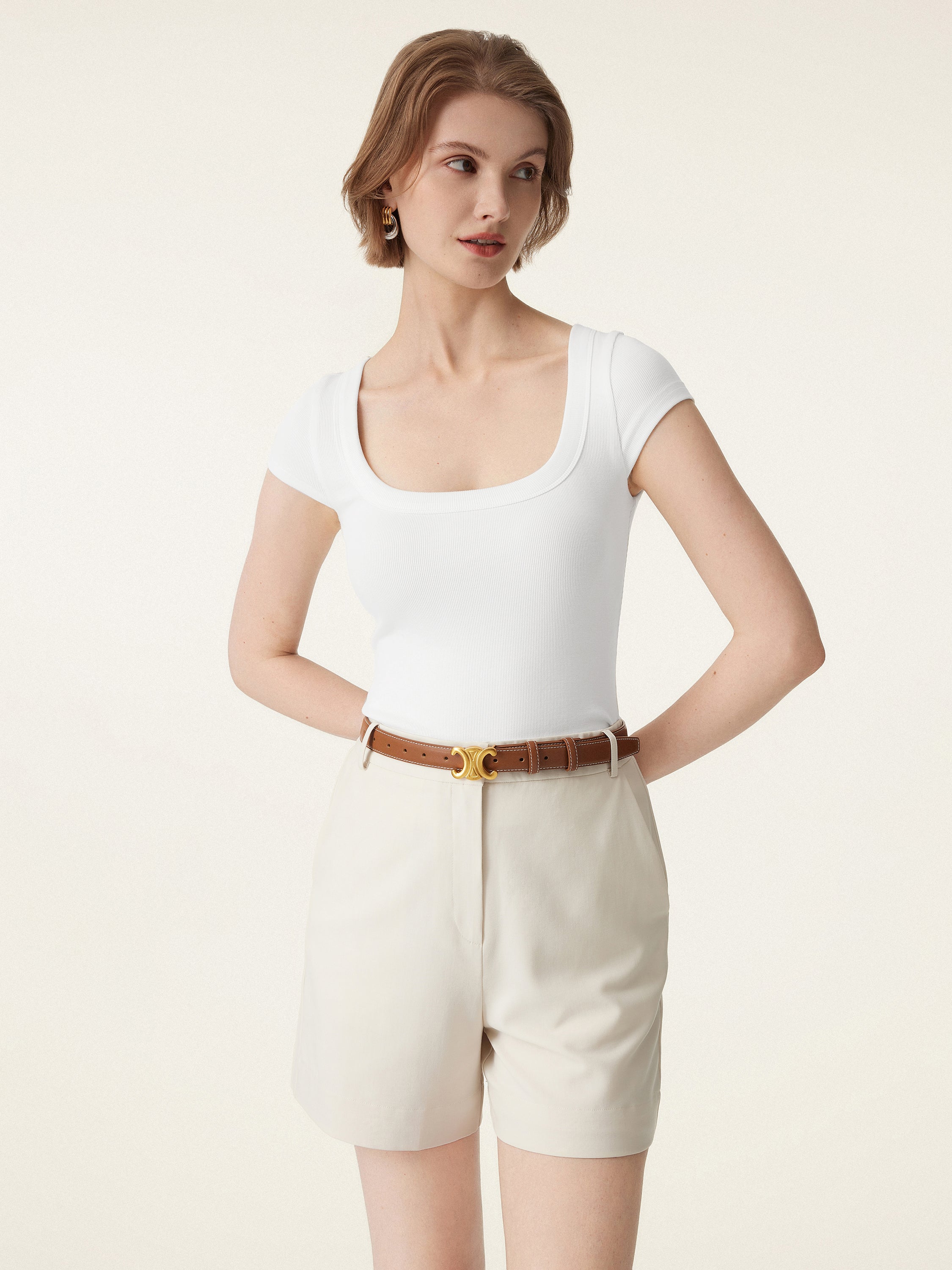 Stretch Cotton Square Neck Cap Sleeve Brami Stretch Cotton Square Neck Cap Sleeve Brami