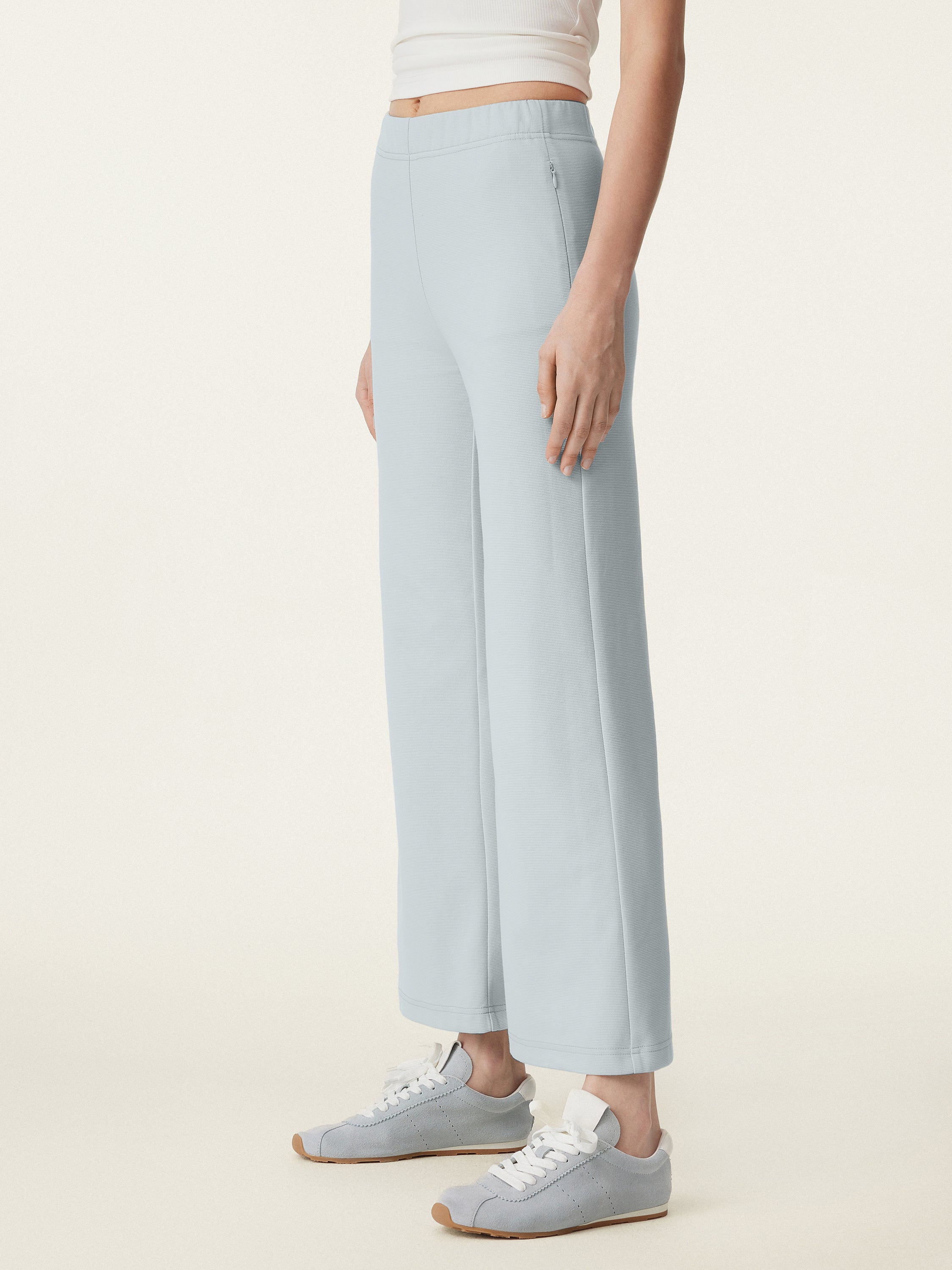 Mid Rise Cropped Flare Pants with Pockets