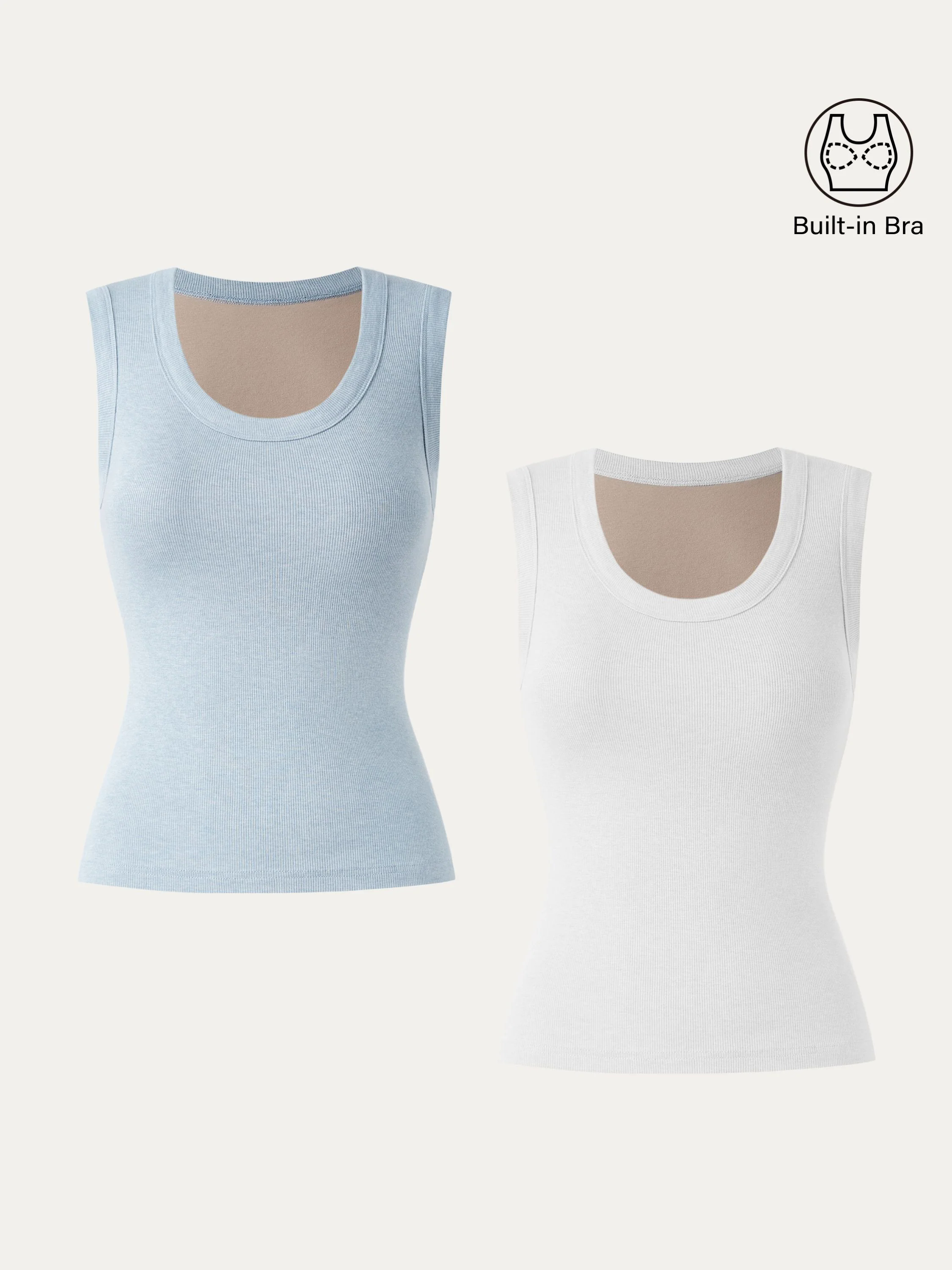 2Pcs Set Stretch Cotton Scoopneck New Airy Brami Tank