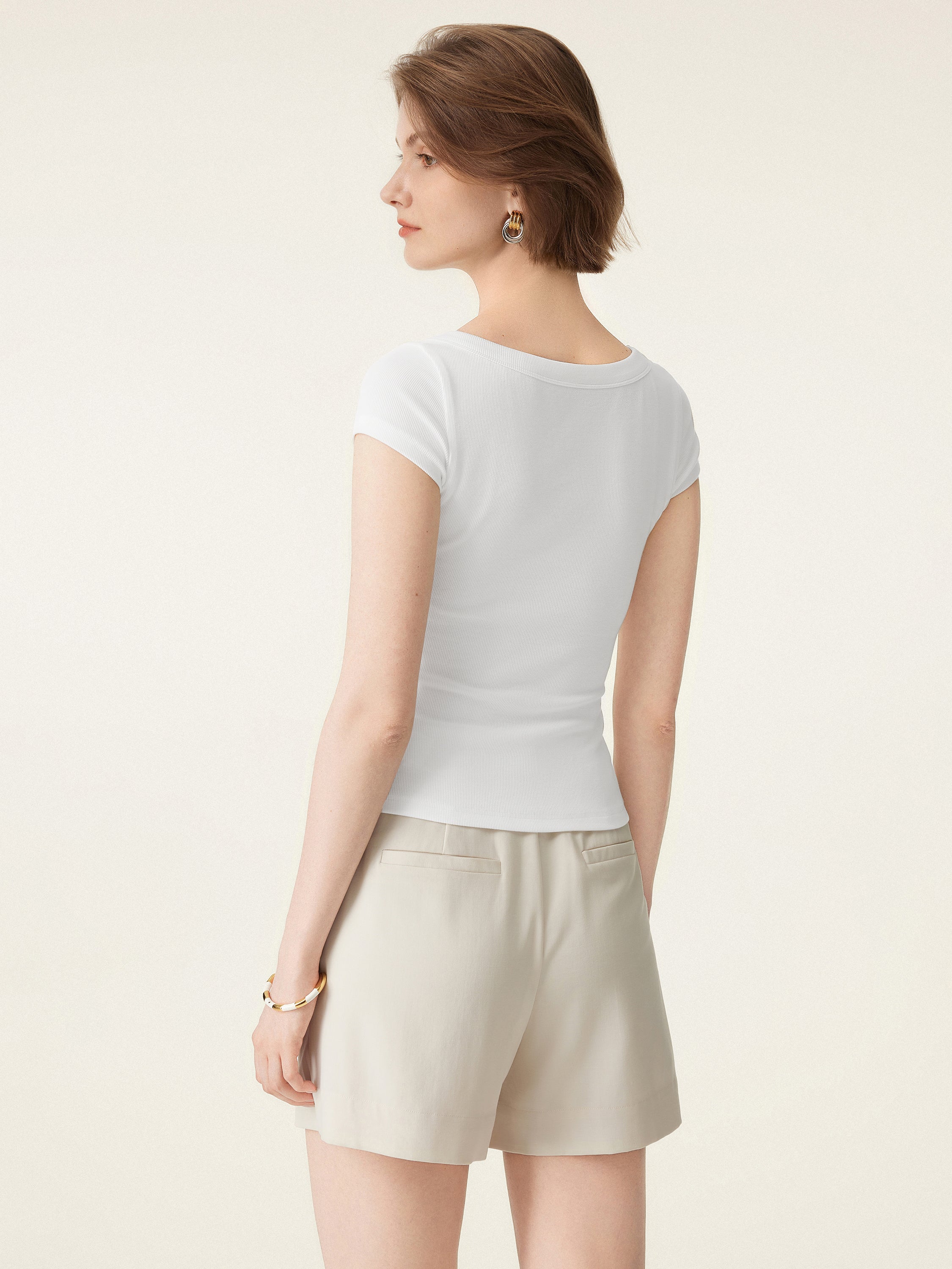 2Pcs Set Stretch Cotton Square Neck Cap Sleeve Brami