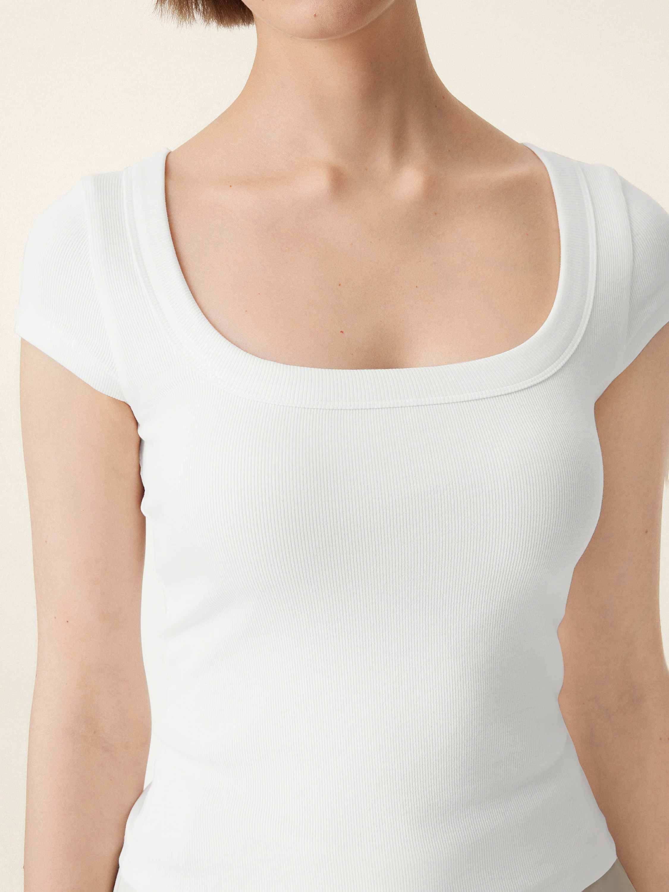 2Pcs Set Stretch Cotton Square Neck Cap Sleeve Brami