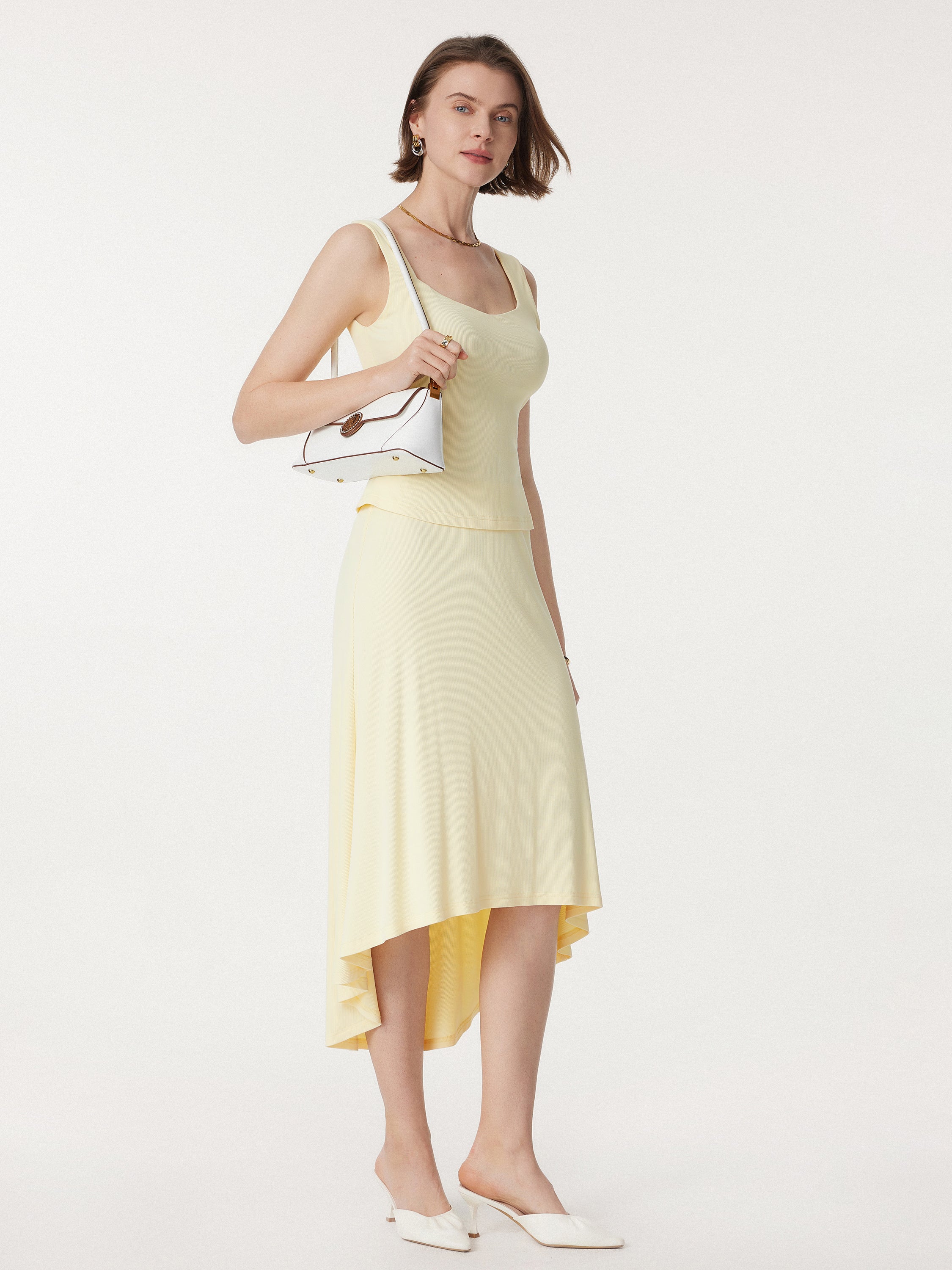 Diamond Neck Ribbed New Airy Brami Tank