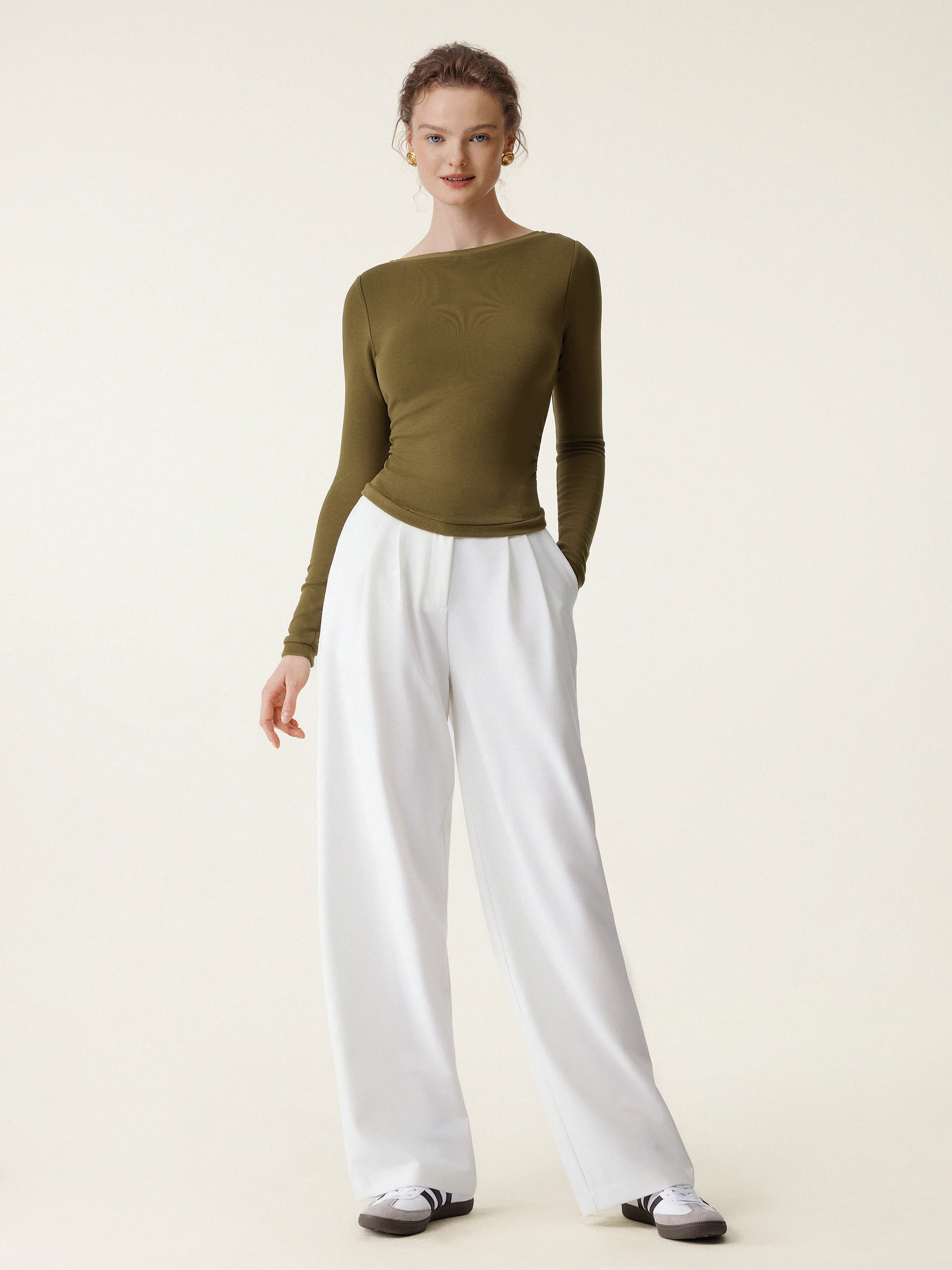 Boatneck Long Sleeve Brami Top