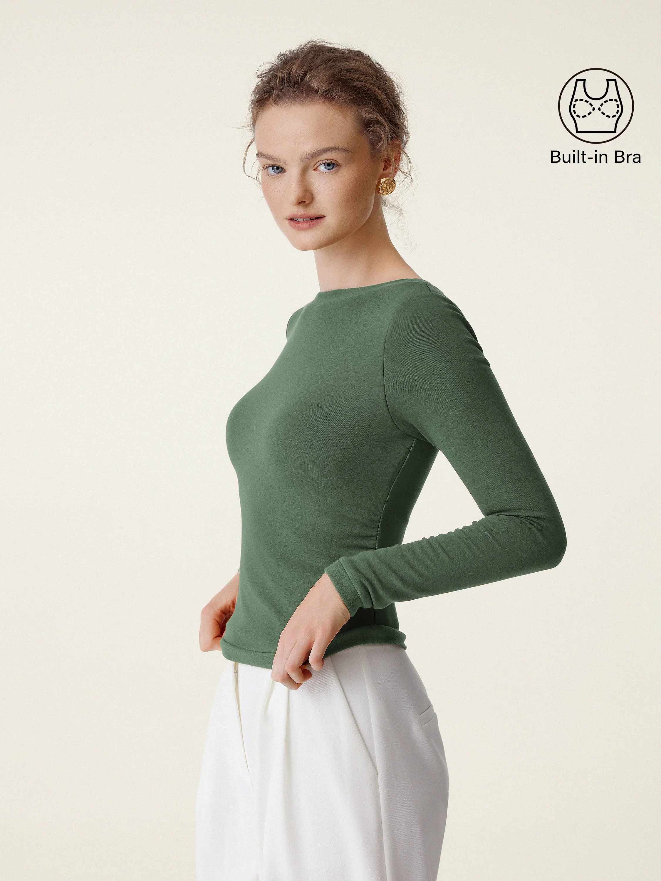 Boatneck Long Sleeve Brami Top
