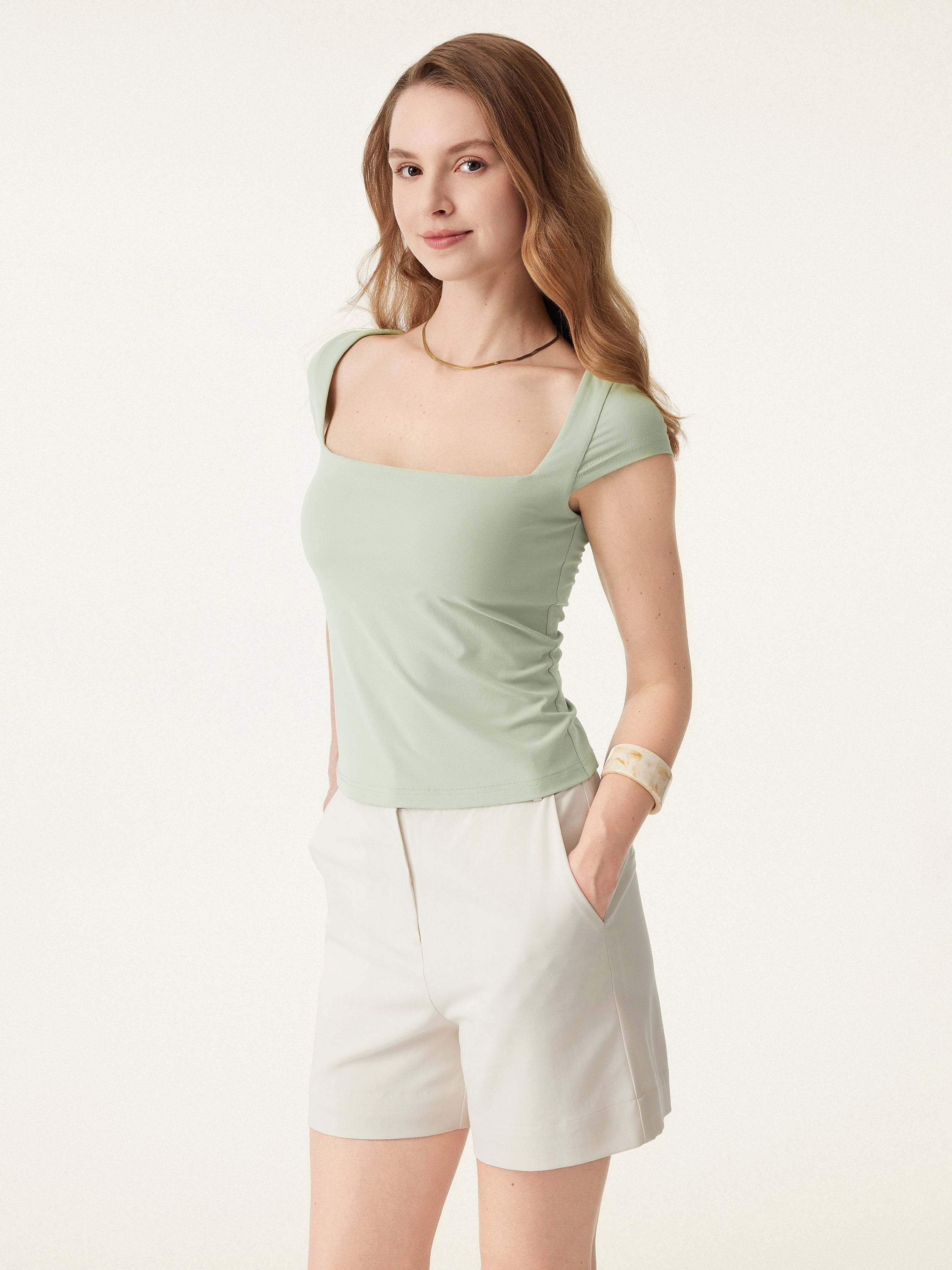 Essential Square Neck Cap Sleeves Brami Top Essential Square Neck Cap Sleeves Brami Top
