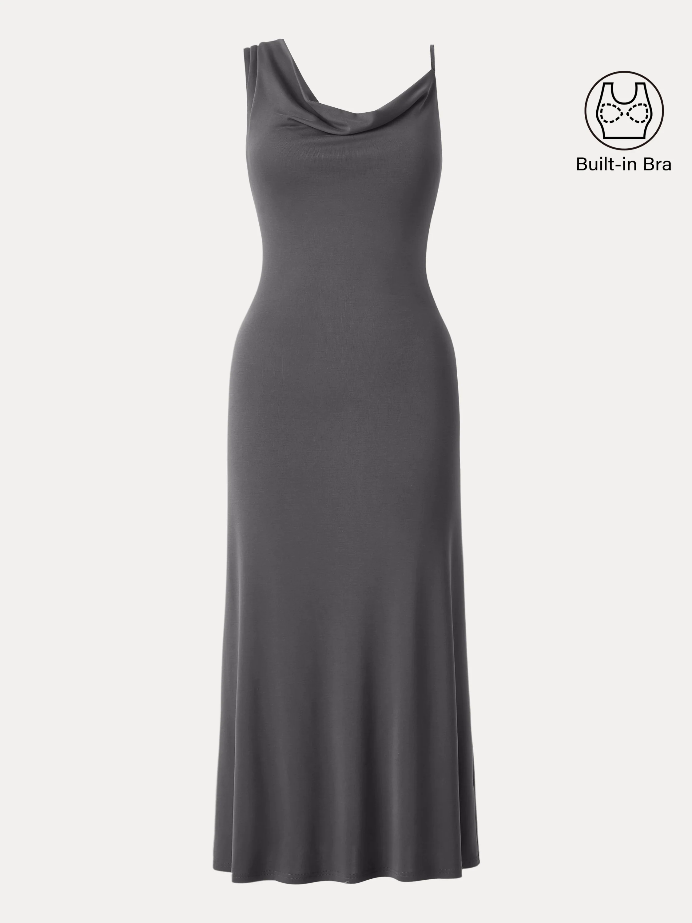Sandwashed Asymmetrical Cowl Midi Brami Dress Sandwashed Asymmetrical Cowl Midi Brami Dress